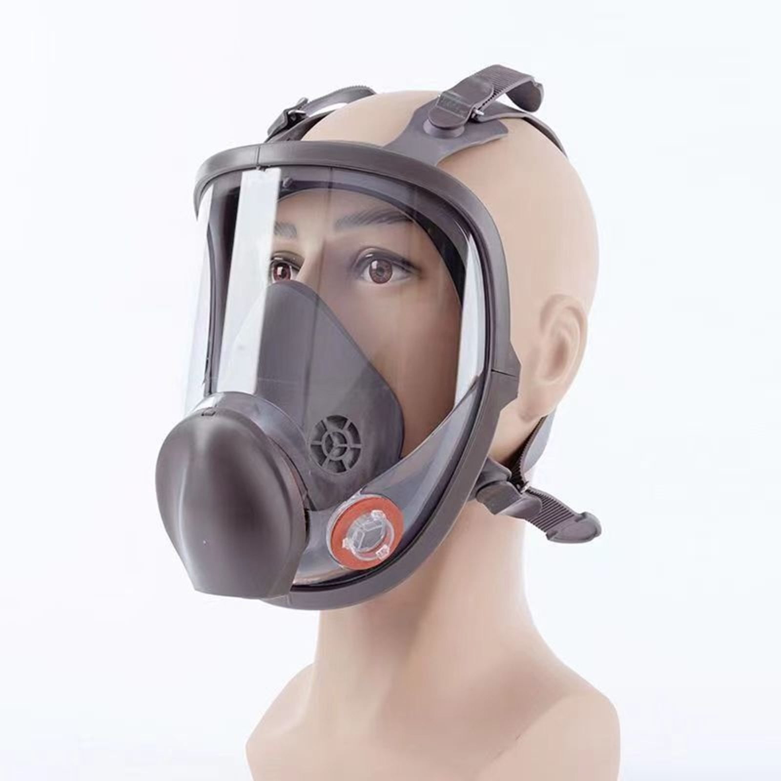 Large Field of View Dust Protection Gas Mask Jwdx Full Facepiece Reusable Respirator 6800 Niosh Large Lens Ansi High Impact Silicone Seal Four Point Harness Comfortable Fit Painting Dust L Brown - Image 5