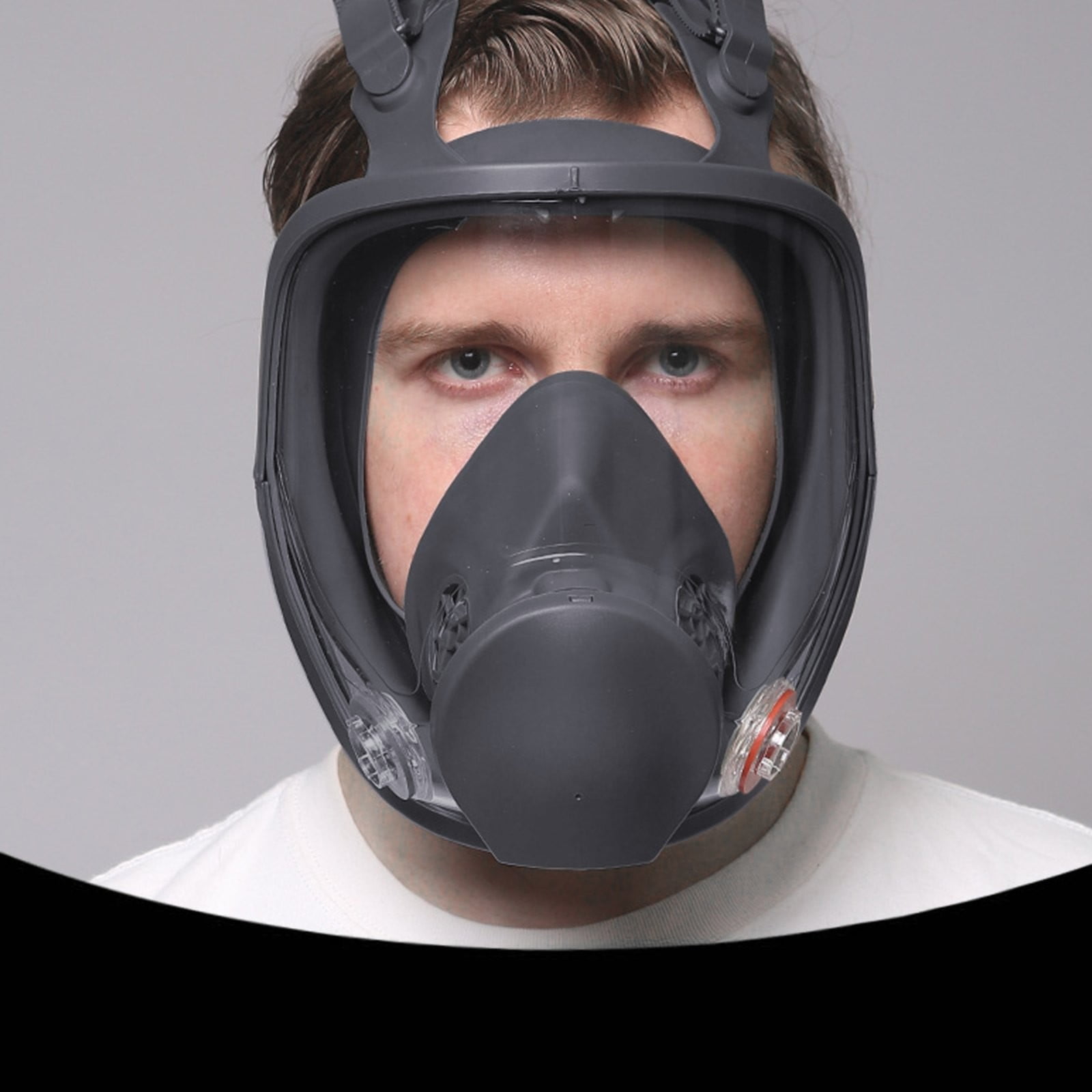 Large Field of View Dust Protection Gas Mask Jwdx Full Facepiece Reusable Respirator 6800 Niosh Large Lens Ansi High Impact Silicone Seal Four Point Harness Comfortable Fit Painting Dust L Brown - Image 8
