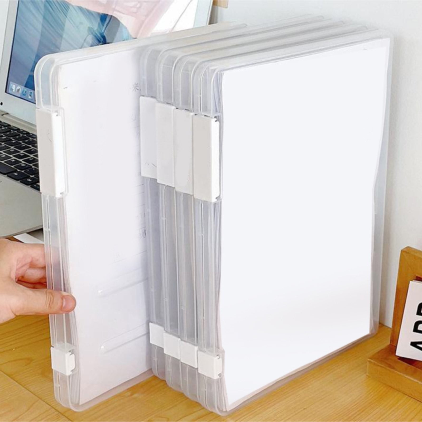 File Storage Box Transparent Small Jwdx Transparent File Box Storage Box Portable Supplies Holder for Documents and Paper Protectors Portable File Box One Size CL1 - Image 5