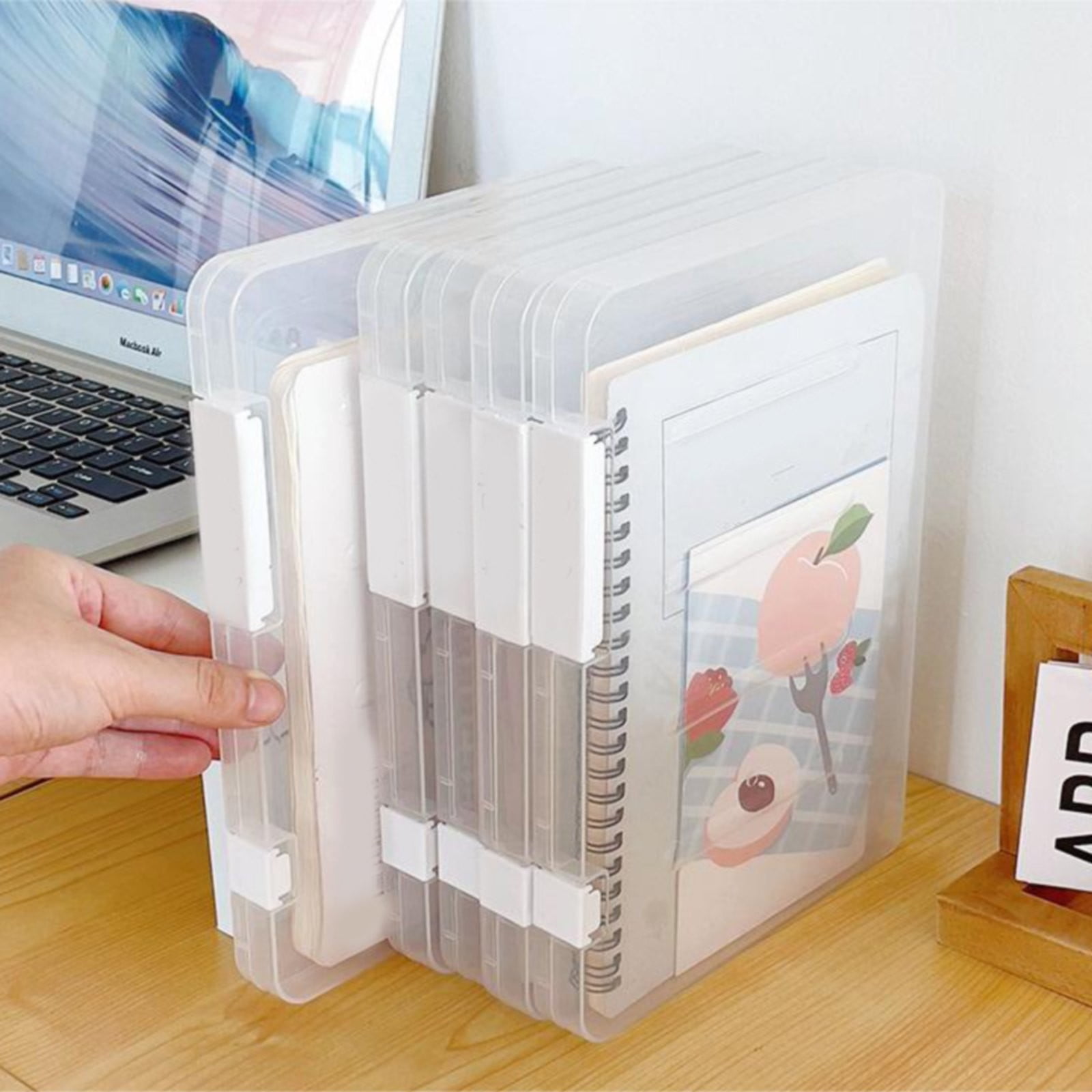 File Storage Box Transparent Small Jwdx Transparent File Box Storage Box Portable Supplies Holder for Documents and Paper Protectors Portable File Box One Size CL2 - Image 3