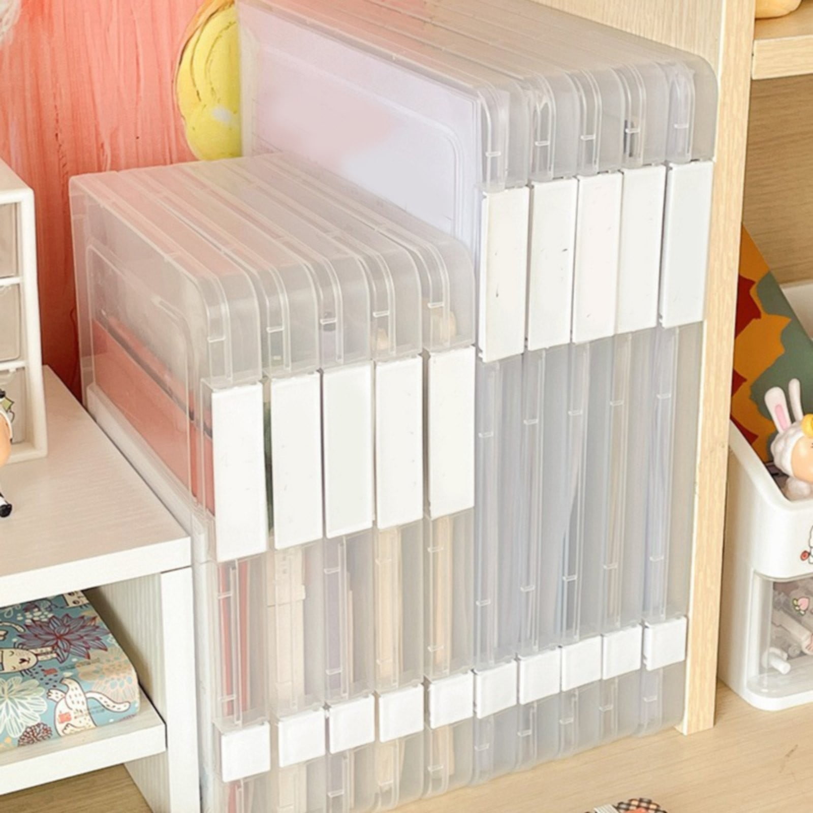 File Storage Box Transparent Small Jwdx Transparent File Box Storage Box Portable Supplies Holder for Documents and Paper Protectors Portable File Box One Size CL2 - Image 7
