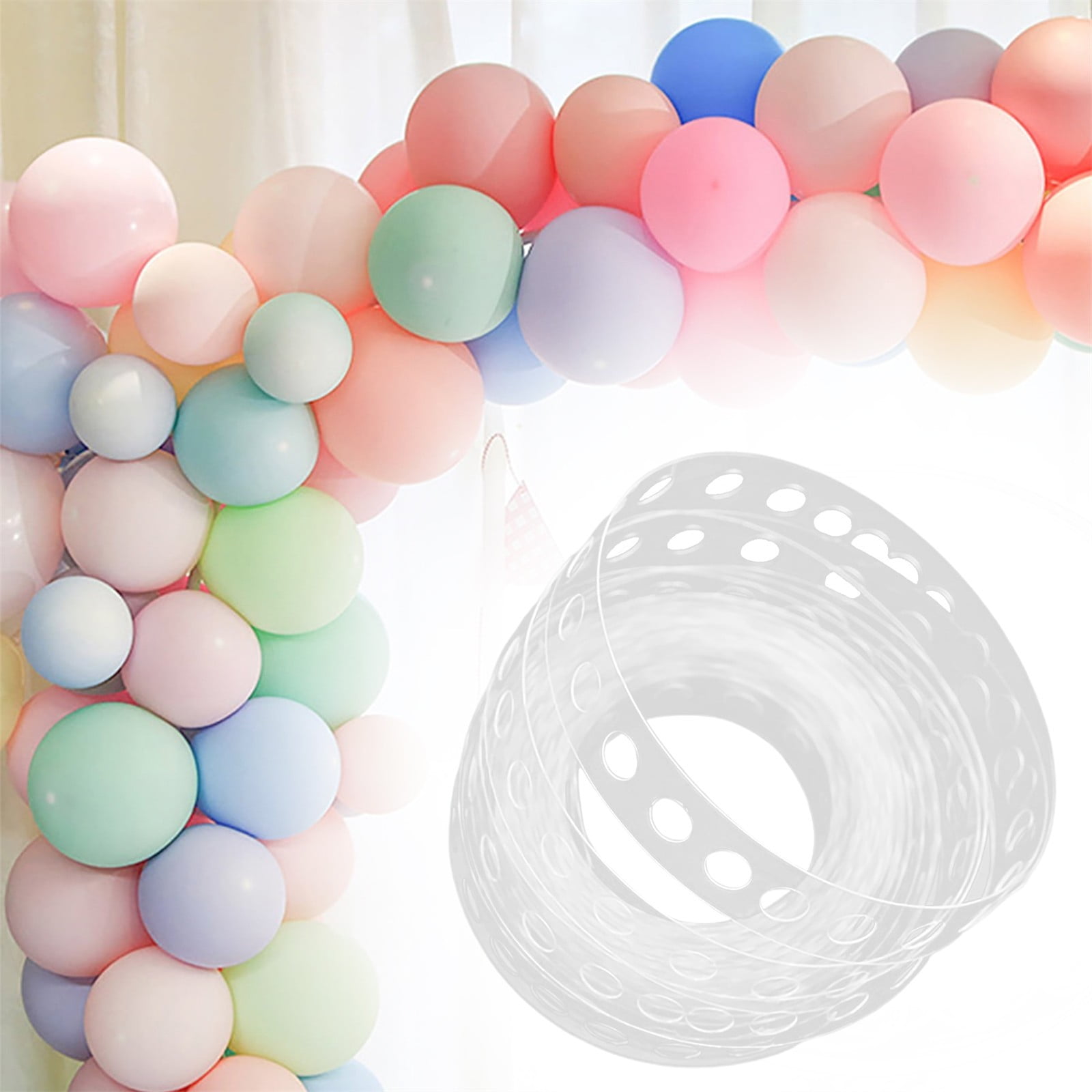 Adhesive Tape Jwdx Handmade Tape 5M Transparent Flexible Plastic Balloon Tape Strips for Birthday 110 Holes Balloon String with Hole Design for Easy Balloon Fixing and Decorations One Size Clear - Image 2