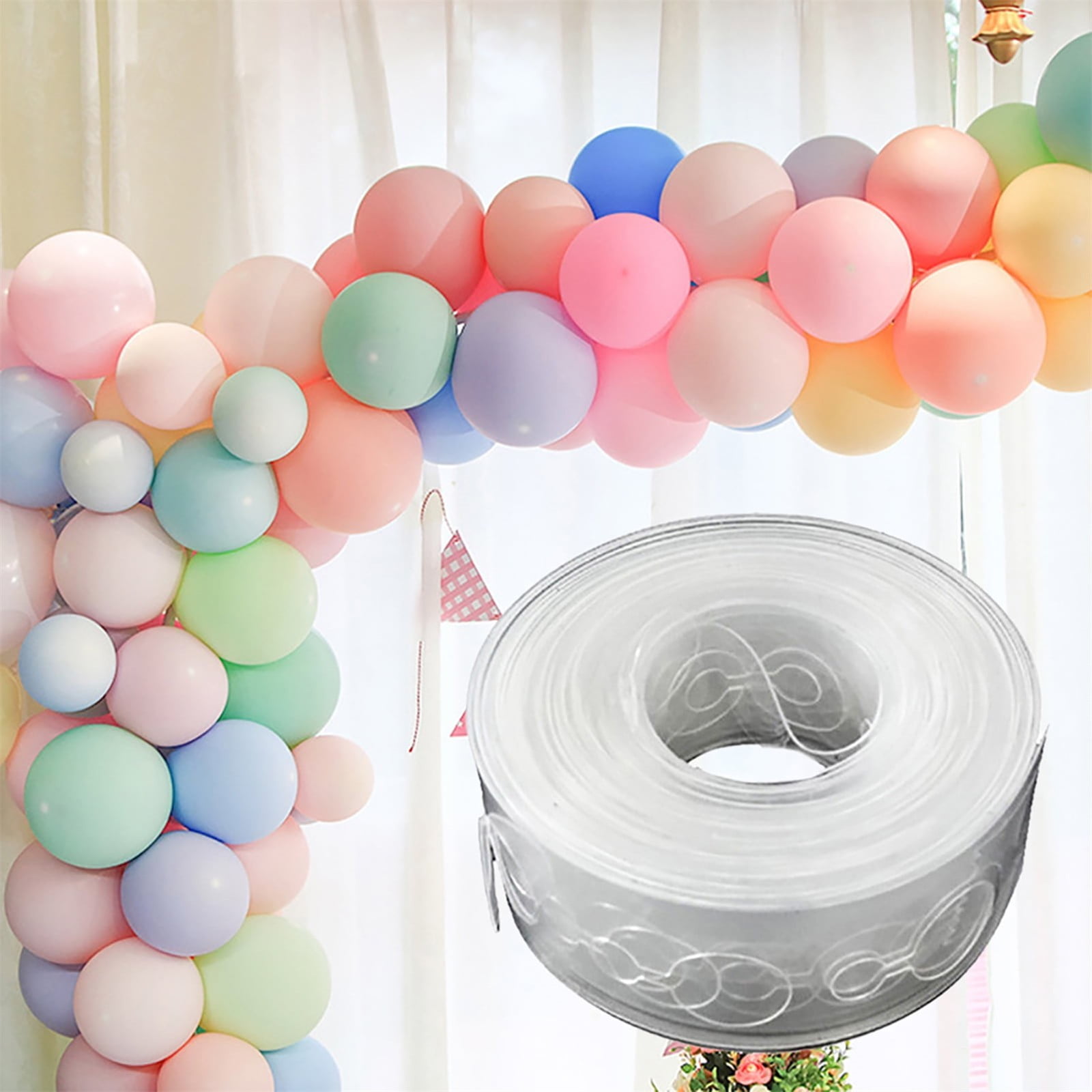 Adhesive Tape Jwdx Handmade Tape 5M Transparent Flexible Plastic Balloon Tape Strips for Birthday 110 Holes Balloon String with Hole Design for Easy Balloon Fixing and Decorations One Size Clear - Image 4