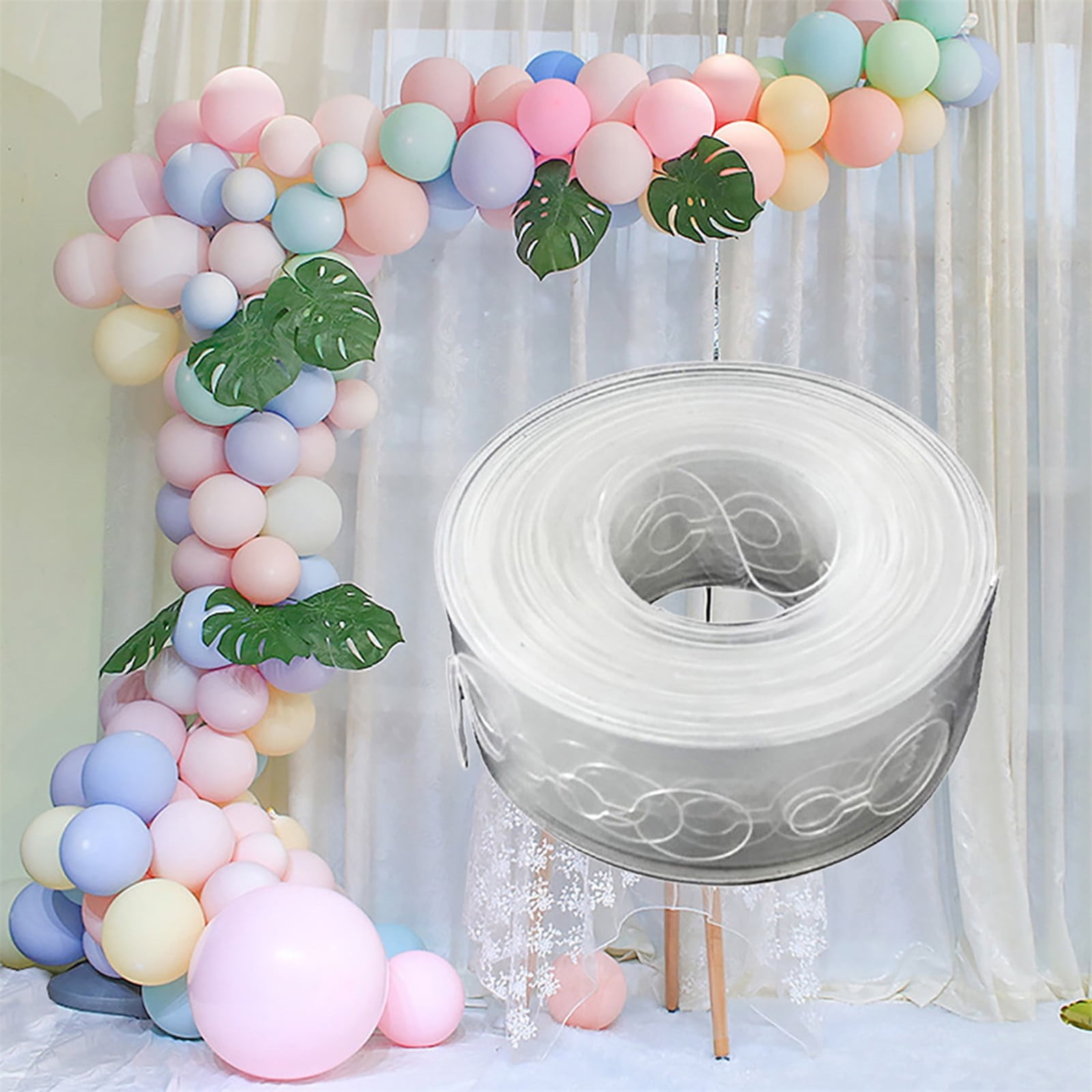 Adhesive Tape Jwdx Handmade Tape 5M Transparent Flexible Plastic Balloon Tape Strips for Birthday 110 Holes Balloon String with Hole Design for Easy Balloon Fixing and Decorations One Size Clear - Image 7