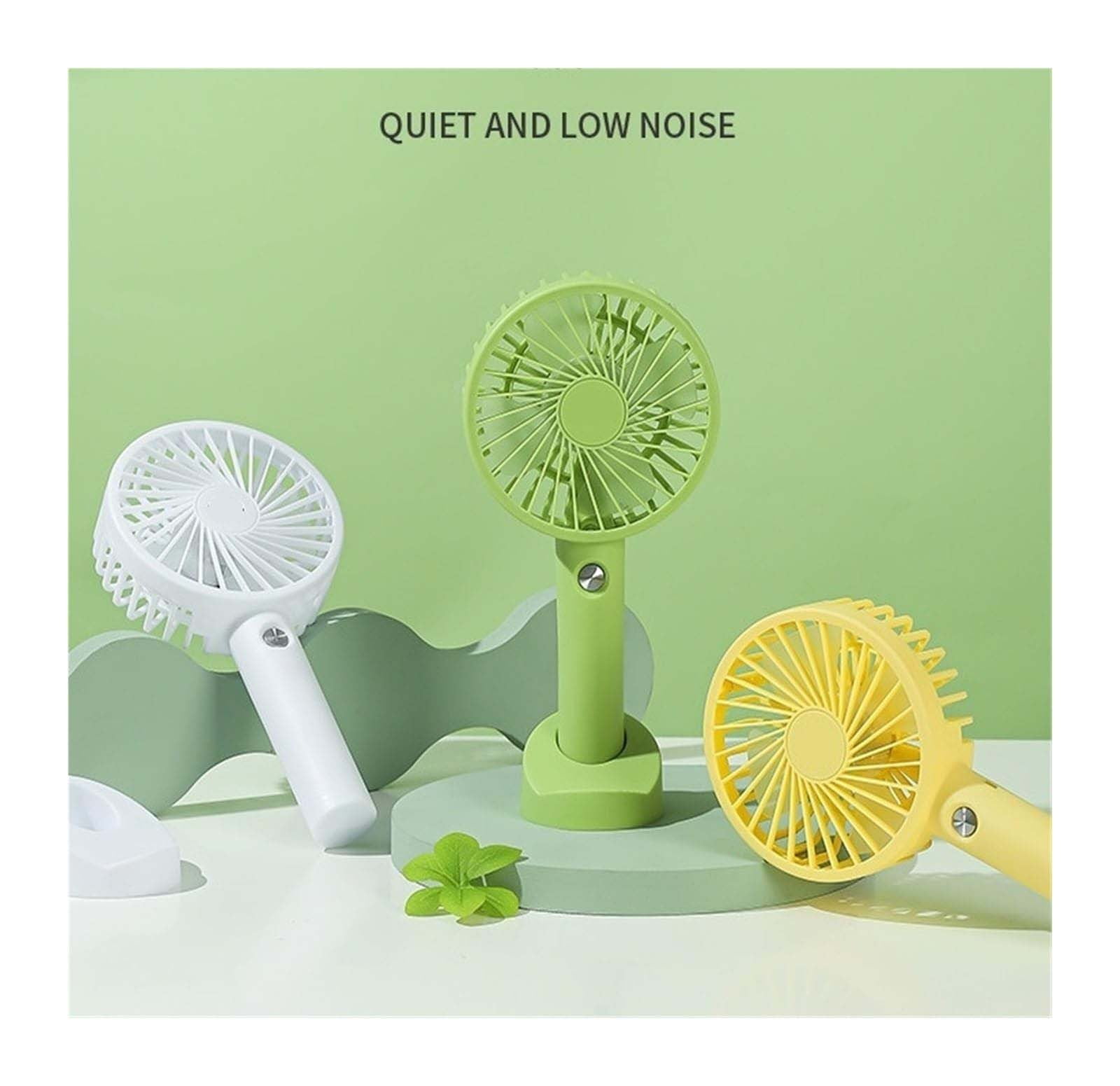 Mini Handheld Fan (White) Jwdx Portable Fan Powerful Handheld Fan Cute Design 3 Speed Personal Small Desk Fan with Base Lightweight Makeup Usb Rechargeable Fan for Stylish Travel Indoor Outdoo One Size Yellow - Image 4
