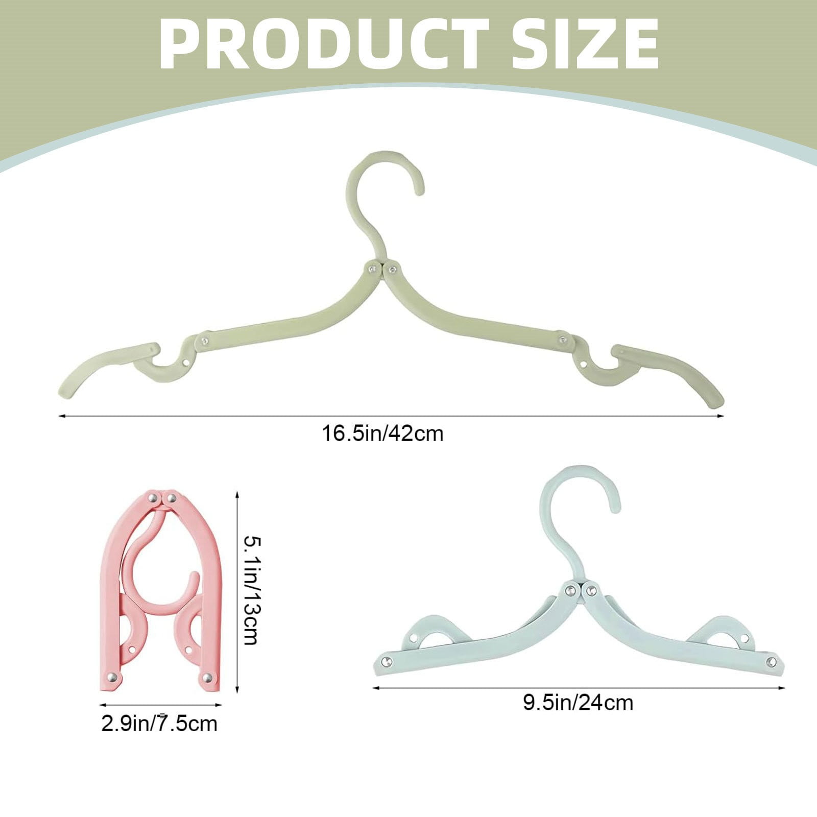 Folding Clothes Hanger Pink 5Pcs Jwdx Travel Foldable Hangers Update Portable Plastic Hanger Travel Accessories Must Haves Clothes Drying Rack Folding Hanger for Traveling Camping Flying Rv One Size Green - Image 3