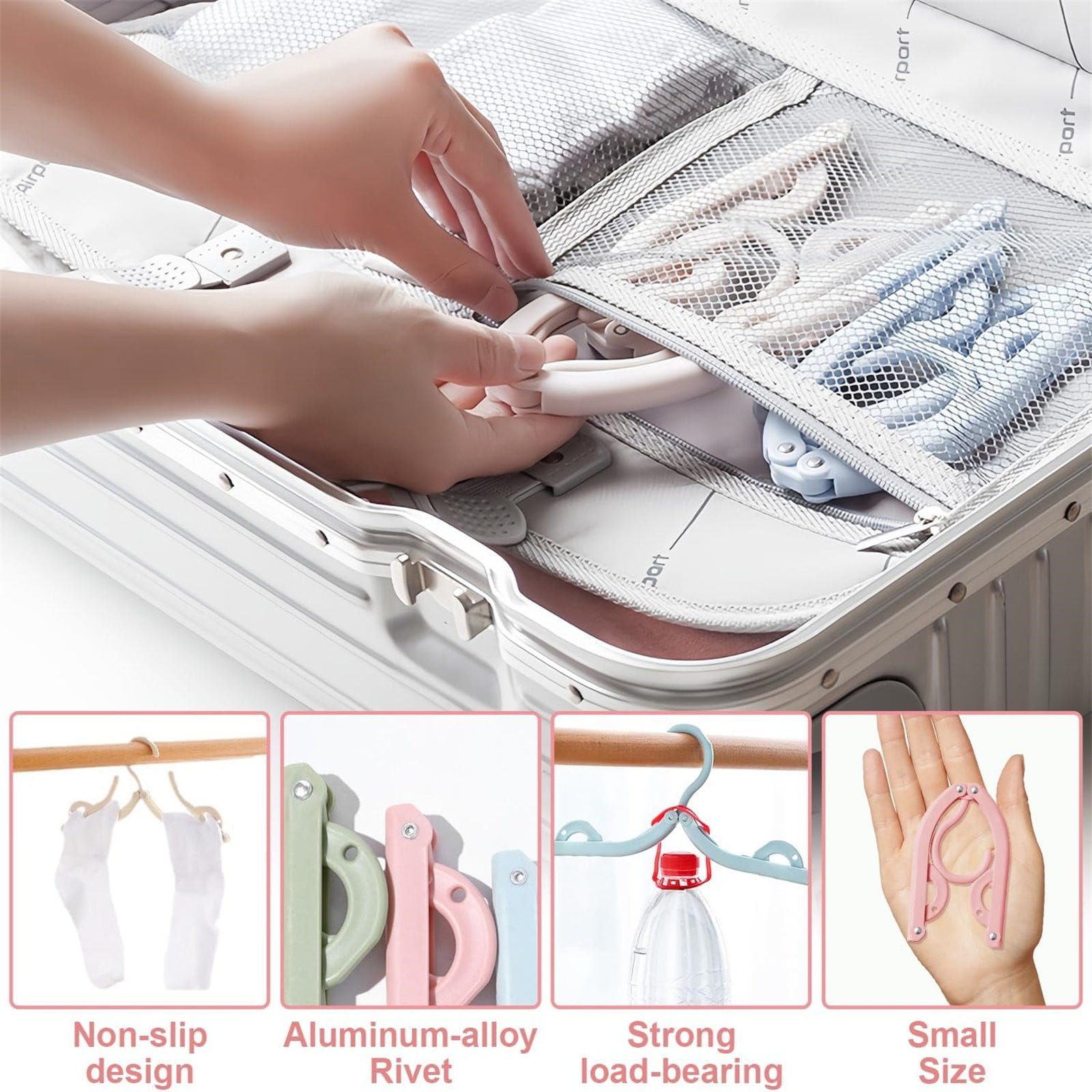 Folding Clothes Hanger Pink 5Pcs Jwdx Travel Foldable Hangers Update Portable Plastic Hanger Travel Accessories Must Haves Clothes Drying Rack Folding Hanger for Traveling Camping Flying Rv One Size Green - Image 5