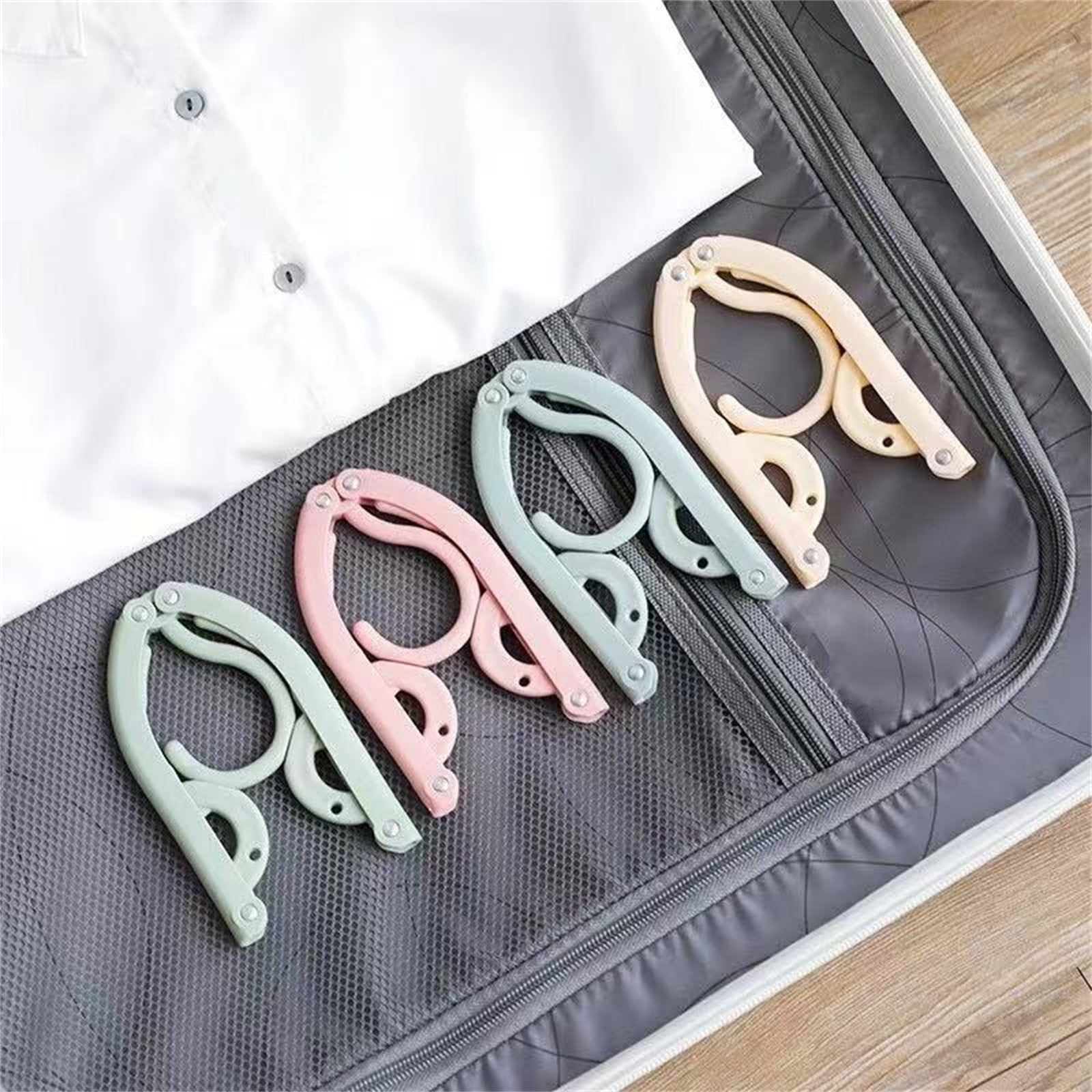 Folding Clothes Hanger Pink 5Pcs Jwdx Travel Foldable Hangers Update Portable Plastic Hanger Travel Accessories Must Haves Clothes Drying Rack Folding Hanger for Traveling Camping Flying Rv One Size Green - Image 7