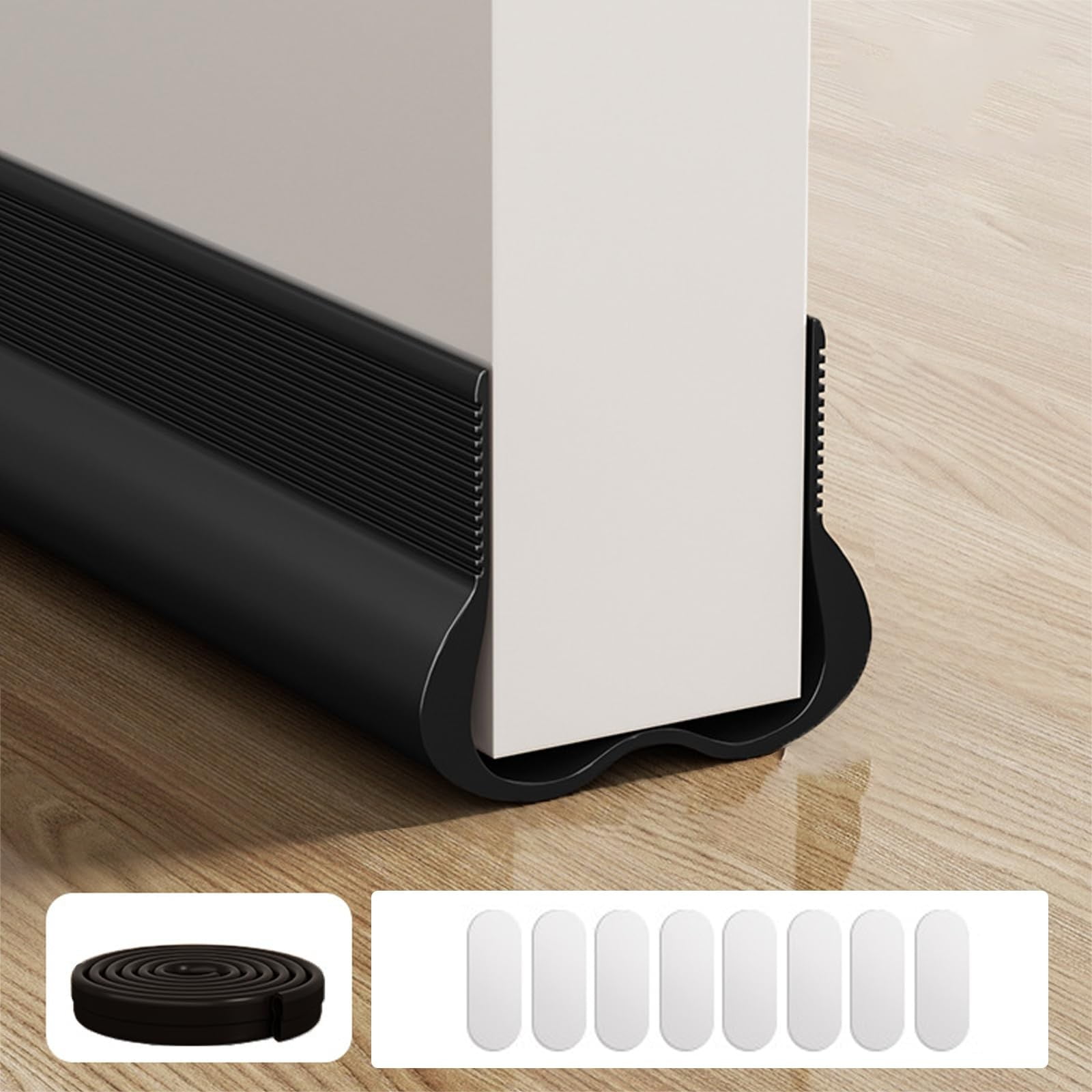 Door Bottom Seal Black Jwdx Sealing Strip Soundproof Door Stopper Pvc Seal Strips Efficiency Door Bottom Sealing Strips for Noise Reduction & Insulation Brown One Size Black - Image 4
