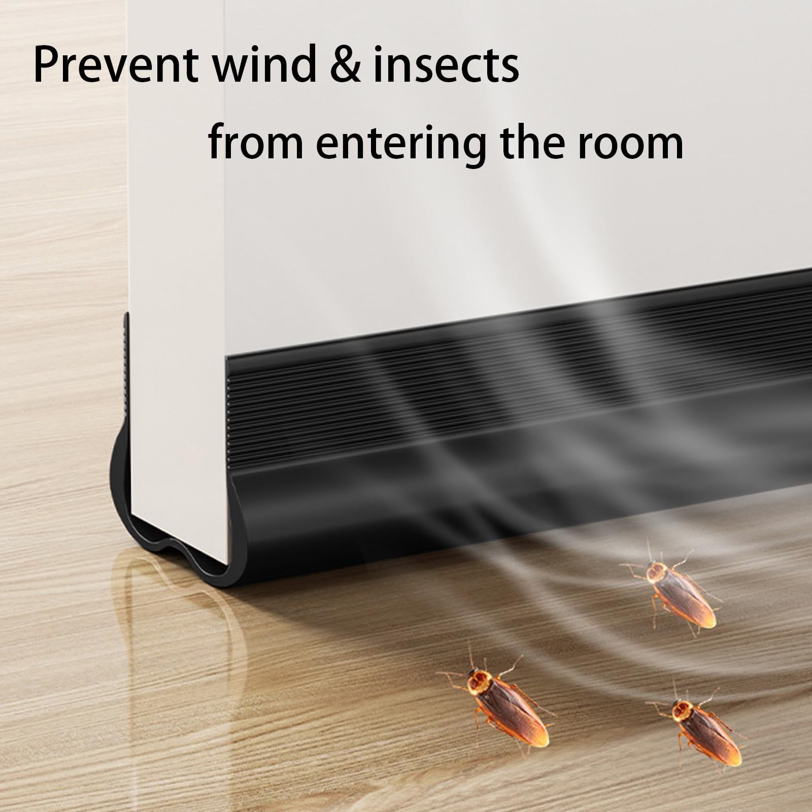 Door Bottom Seal Black Jwdx Sealing Strip Soundproof Door Stopper Pvc Seal Strips Efficiency Door Bottom Sealing Strips for Noise Reduction & Insulation Brown One Size Black - Image 5