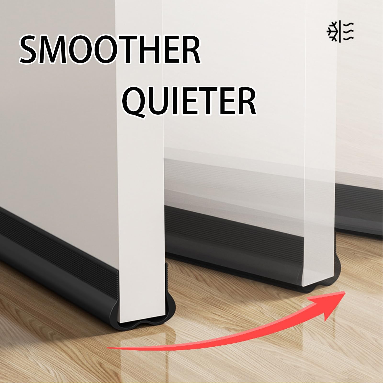 Door Bottom Seal Black Jwdx Sealing Strip Soundproof Door Stopper Pvc Seal Strips Efficiency Door Bottom Sealing Strips for Noise Reduction & Insulation Brown One Size Black - Image 6