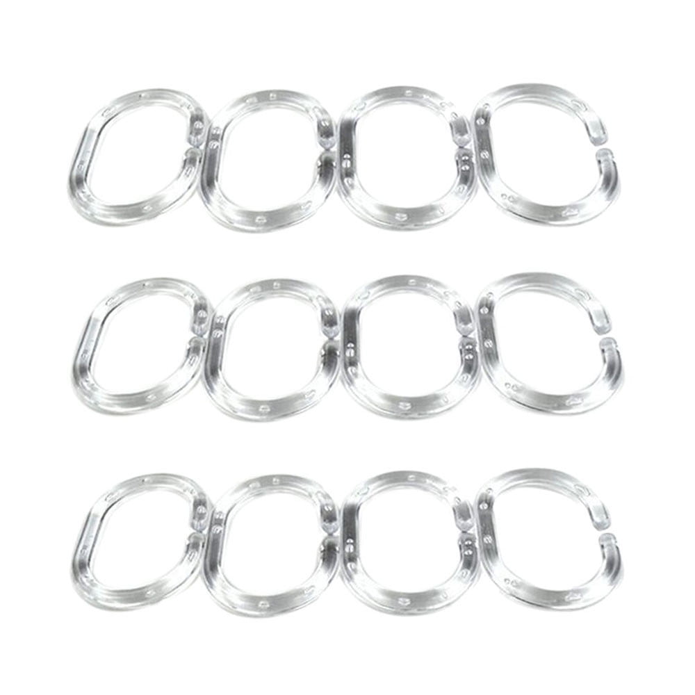 360 Degree Twistable Shower Curtain Ring Box Transparent C-Shaped Hooks 12 Pcs Jwdx Household Hooks Set Rubber Clear of Rings 12 Silicone Shower Curtain Housekeeping & Organizers One Size Clear - Image 1