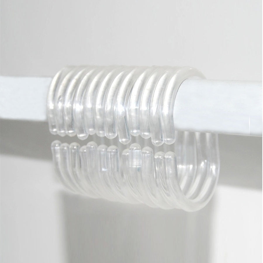360 Degree Twistable Shower Curtain Ring Box Transparent C-Shaped Hooks 12 Pcs Jwdx Household Hooks Set Rubber Clear of Rings 12 Silicone Shower Curtain Housekeeping & Organizers One Size Clear - Image 4