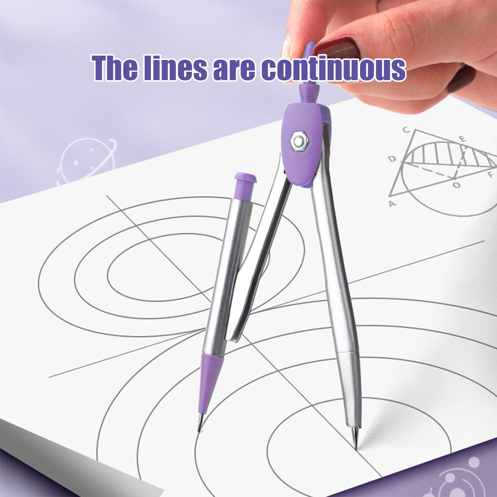 Grrvtrz Ruler,Avoid Myopia Math Geometry Kit 8 Piece Supplies Set with Shatterproof Storage Box Including Ruler Protractor Eraser Lead Leads Pencils for,ice Supplies,Stationery 7.09*3.15*1.57 Purple - Image 5