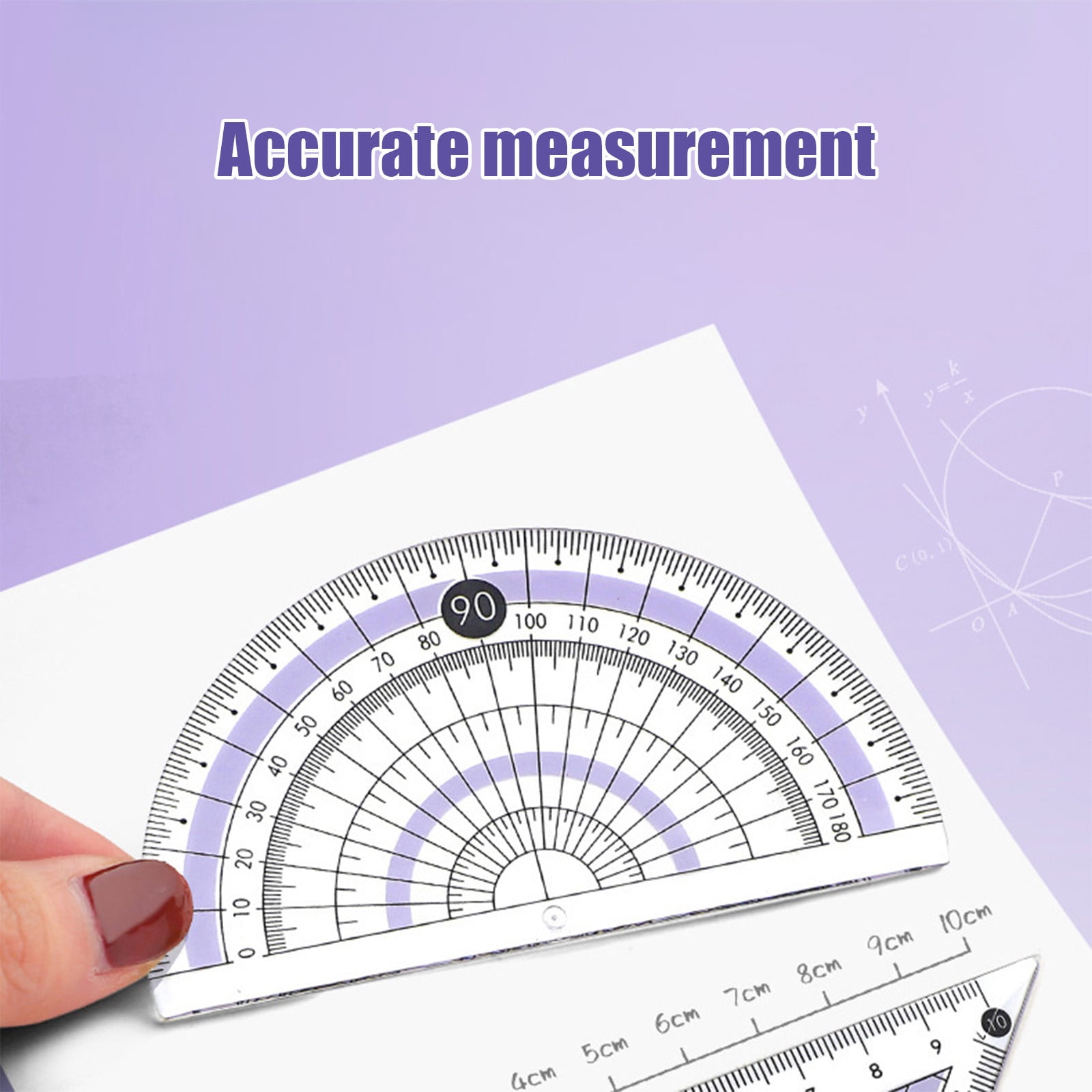 Grrvtrz Ruler,Avoid Myopia Math Geometry Kit 8 Piece Supplies Set with Shatterproof Storage Box Including Ruler Protractor Eraser Lead Leads Pencils for,ice Supplies,Stationery 7.09*3.15*1.57 Purple - Image 6