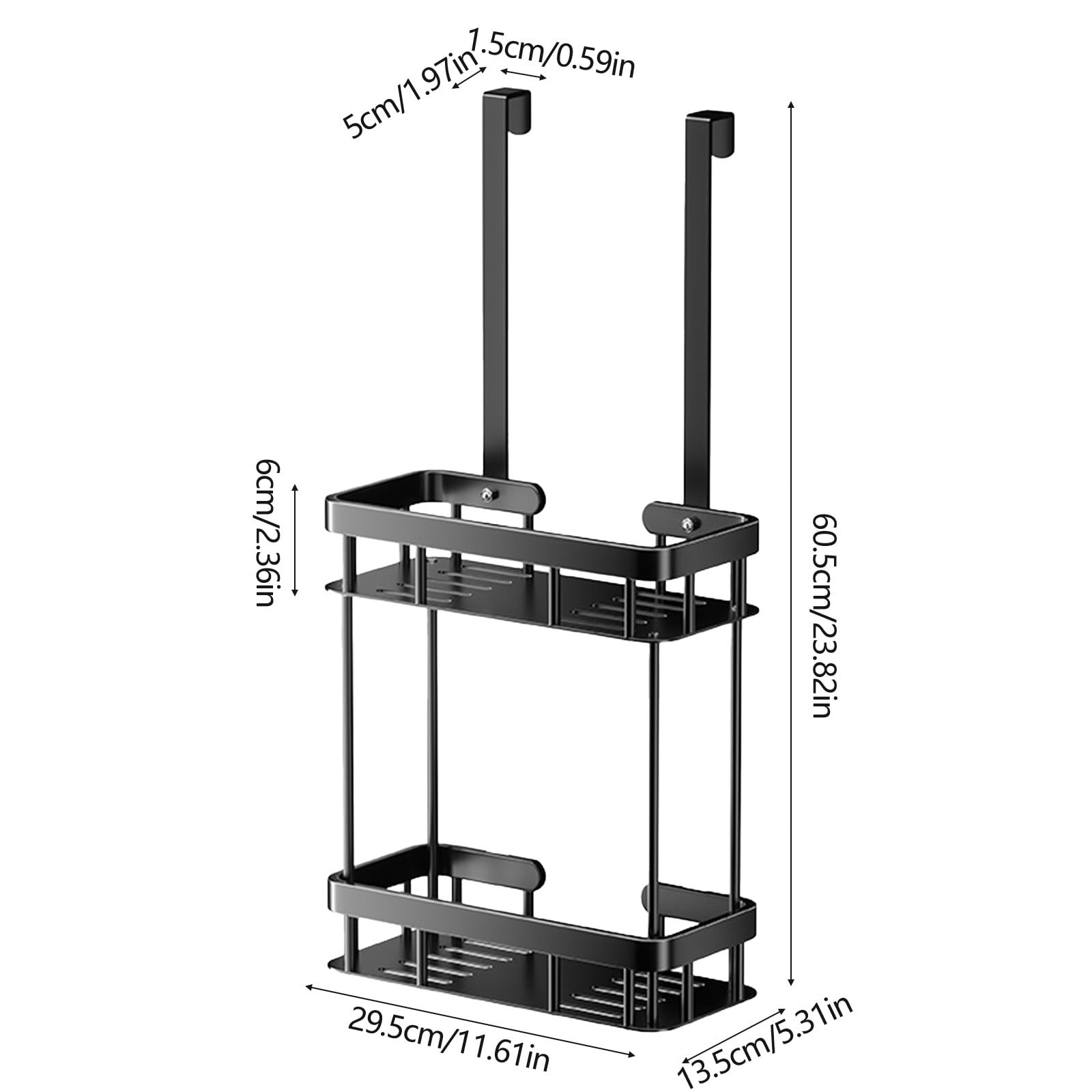 Grrvtrz 2-Tier Hanging Shower Caddy Over The Door Large Capacity Hanging Shower Organizer Sturdy Rust Proof Shelf Basket Storage Rack No Drilling,Bathroom Decor,Bathroom Accessories 15.75*6.69*2.76 A - Image 3