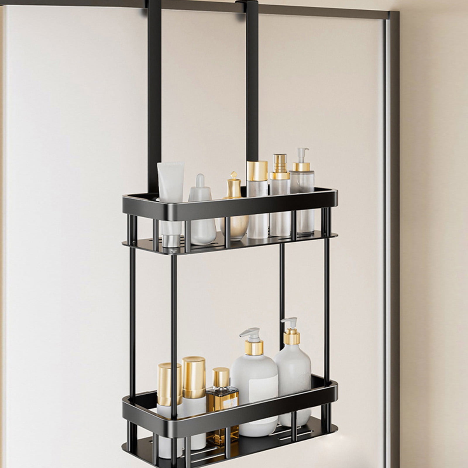 Grrvtrz 2-Tier Hanging Shower Caddy Over The Door Large Capacity Hanging Shower Organizer Sturdy Rust Proof Shelf Basket Storage Rack No Drilling,Bathroom Decor,Bathroom Accessories 15.75*6.69*2.76 A - Image 4
