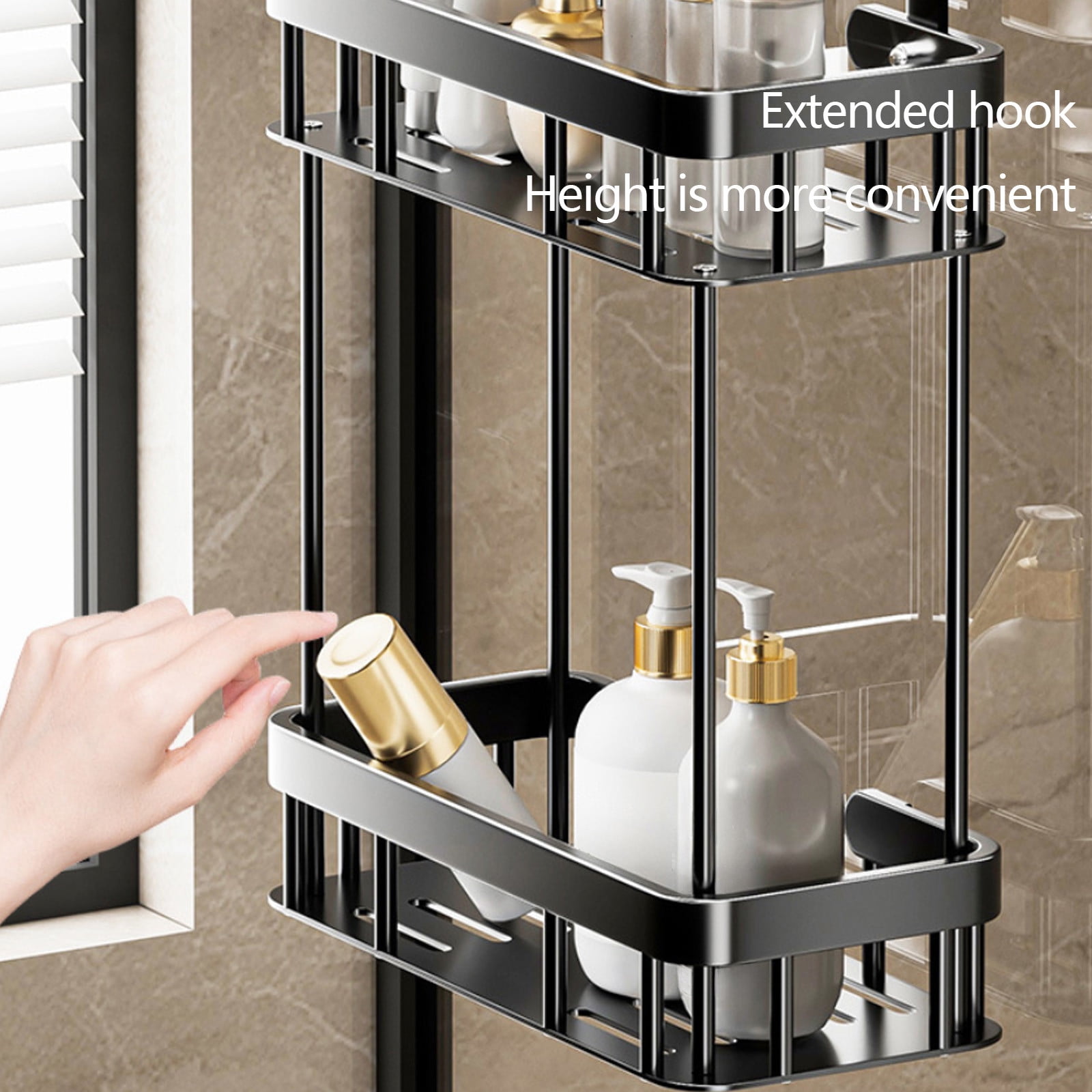 Grrvtrz 2-Tier Hanging Shower Caddy Over The Door Large Capacity Hanging Shower Organizer Sturdy Rust Proof Shelf Basket Storage Rack No Drilling,Bathroom Decor,Bathroom Accessories 15.75*6.69*2.76 A - Image 7