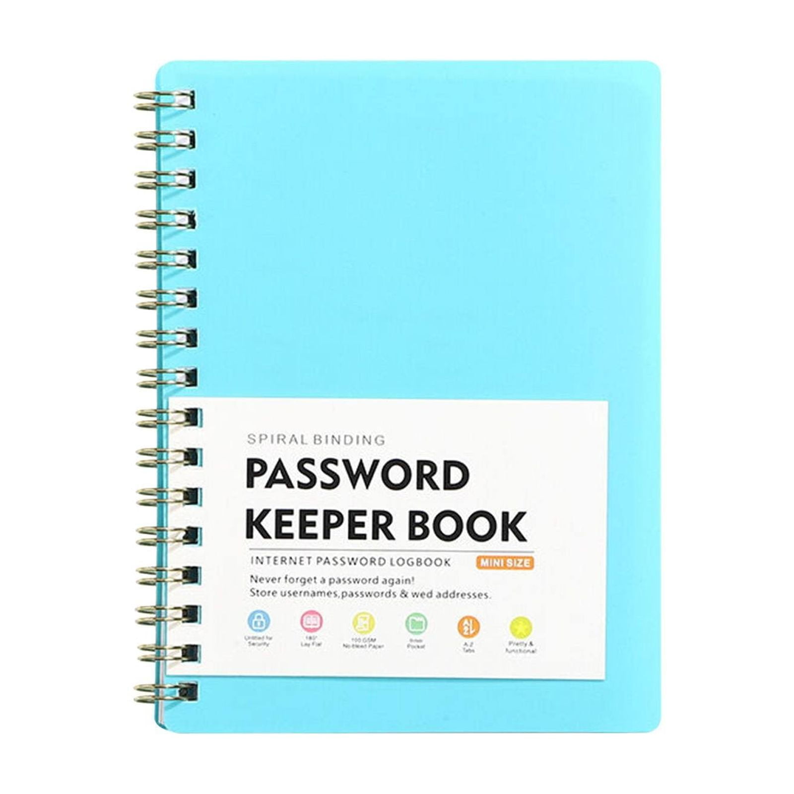 JWDX Hot Clearance! Password Book Password Book with Personal Alphabet Label Internet Address and Password Headquarters Password Log, A Spiral Code Book Spiral code book Grey - Image 1