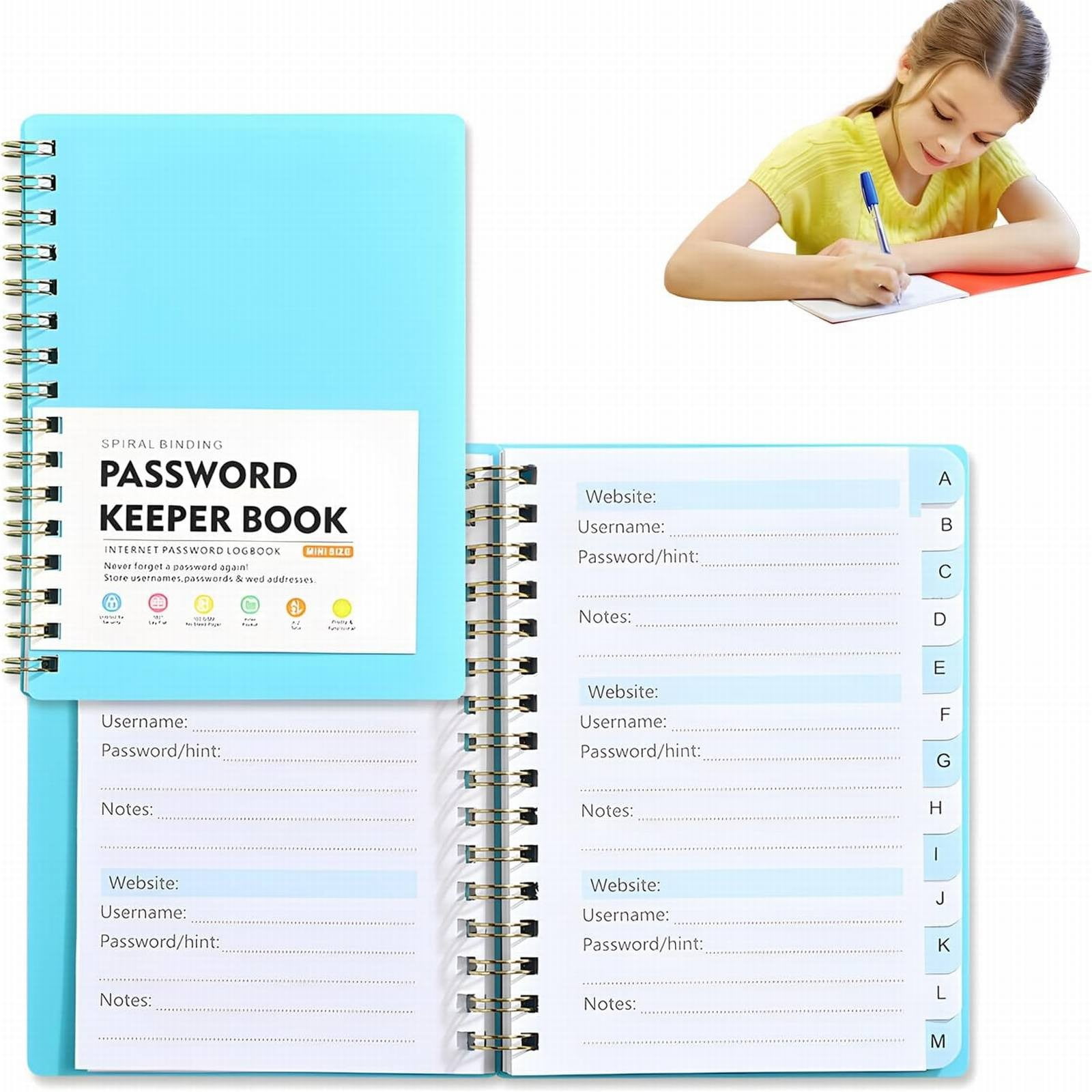 JWDX Hot Clearance! Password Book Password Book with Personal Alphabet Label Internet Address and Password Headquarters Password Log, A Spiral Code Book Spiral code book Grey - Image 2