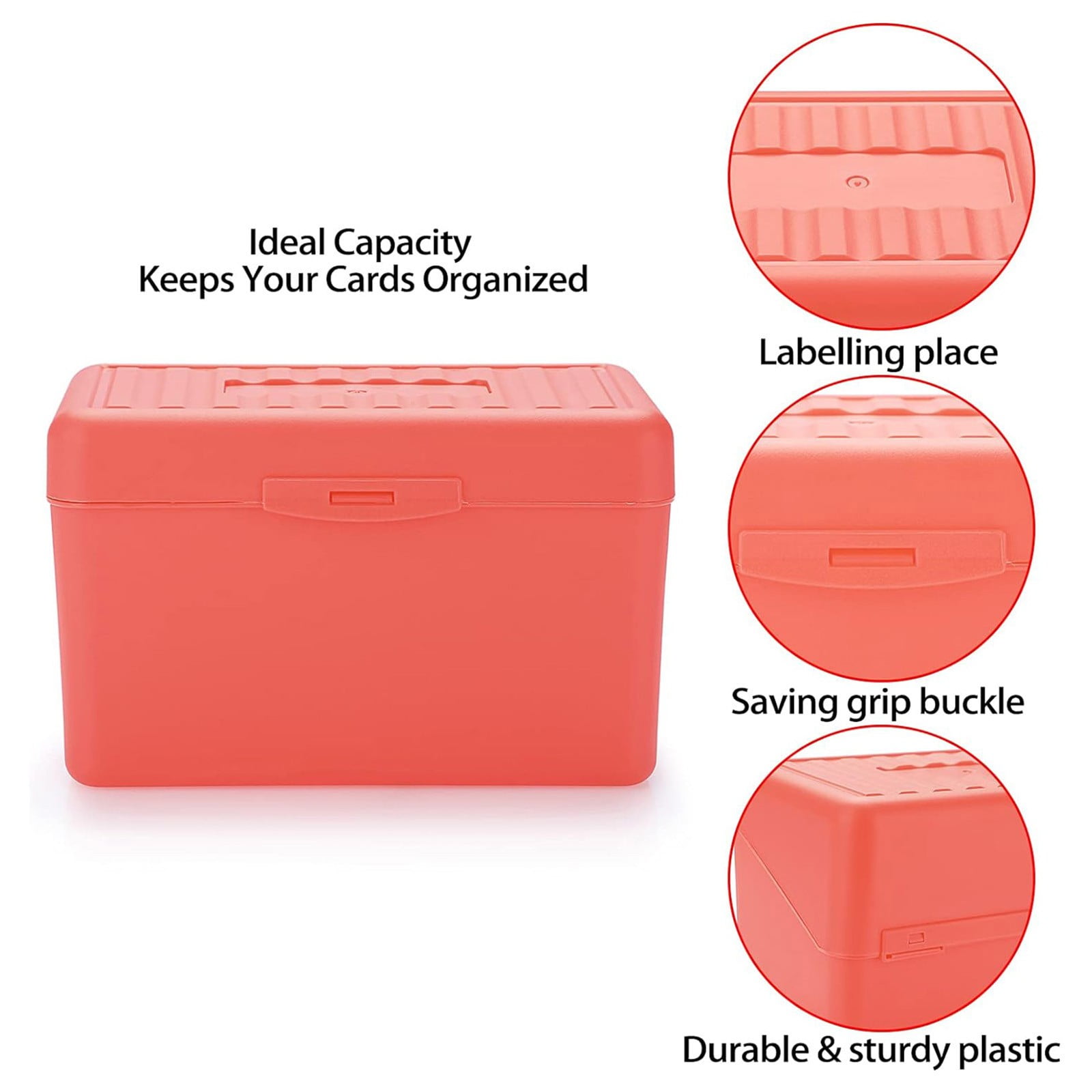 JWDX Hot Clearance! Index Card Holder Index Card Box Notecard Box Flash Card Holder Index Organizer, Storage Box*1 Yellow Desktop storage box Blue - Image 4