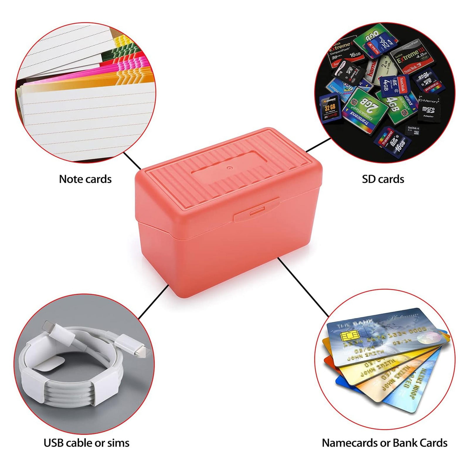 JWDX Hot Clearance! Index Card Holder Index Card Box Notecard Box Flash Card Holder Index Organizer, Storage Box*1 Yellow Desktop storage box Blue - Image 7