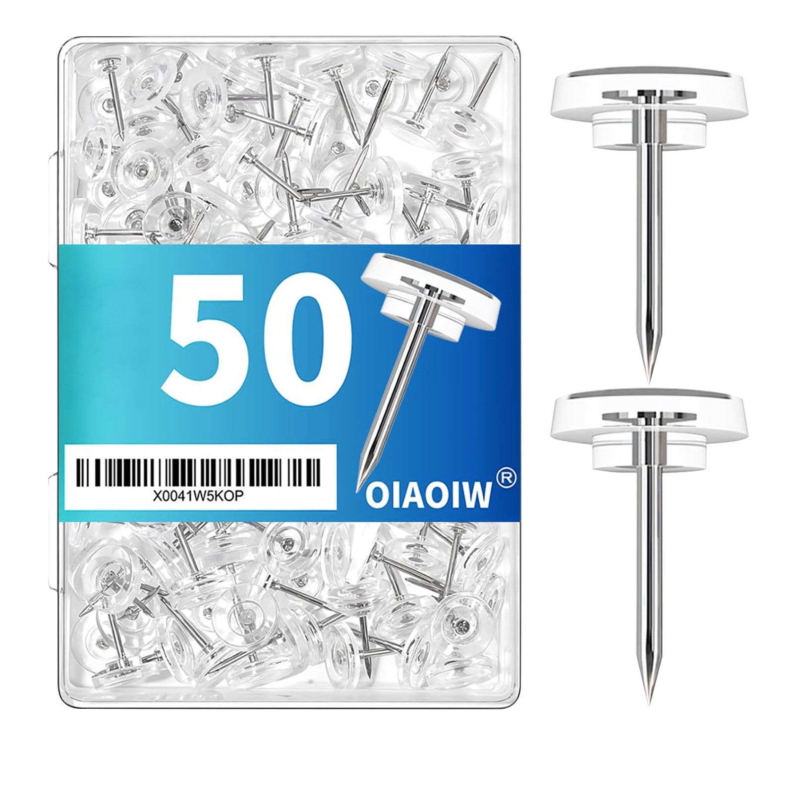 JWDX Hot Clearance! Clear Push Pins Count in Reusable Box for Bulletin Boards and Wall Displays Plastic Head, American Pushpins*1 Box American pushpins Clear - Image 1