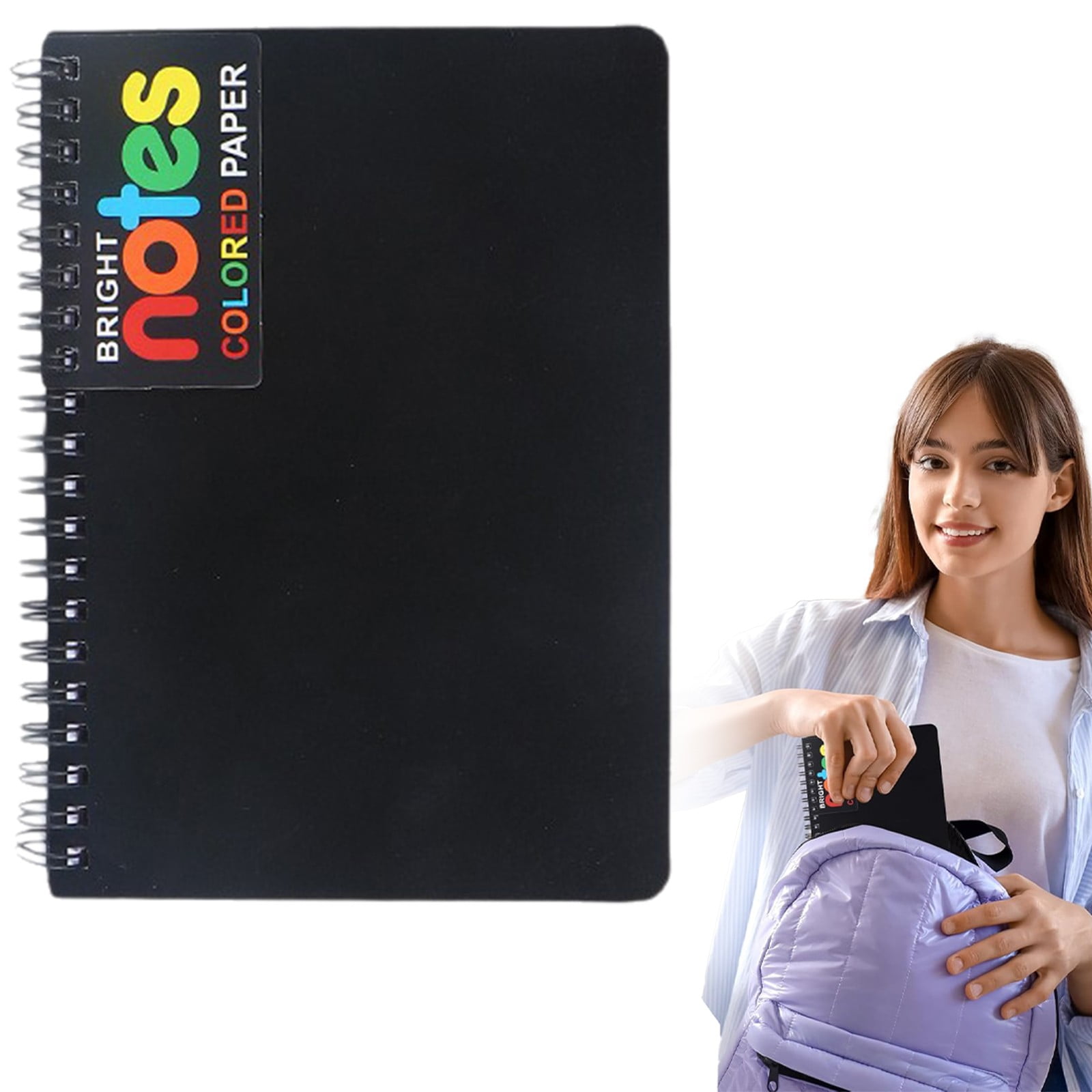 JWDX Hot Clearance! Notebooks Wirebound College Ruled Note Books Colored Lined Paper Perforated Notepad Memo Books Poly Cover Journaling Notebook 100 Sheets, 1 Notebook Notebook 100 Sheets Black - Image 2