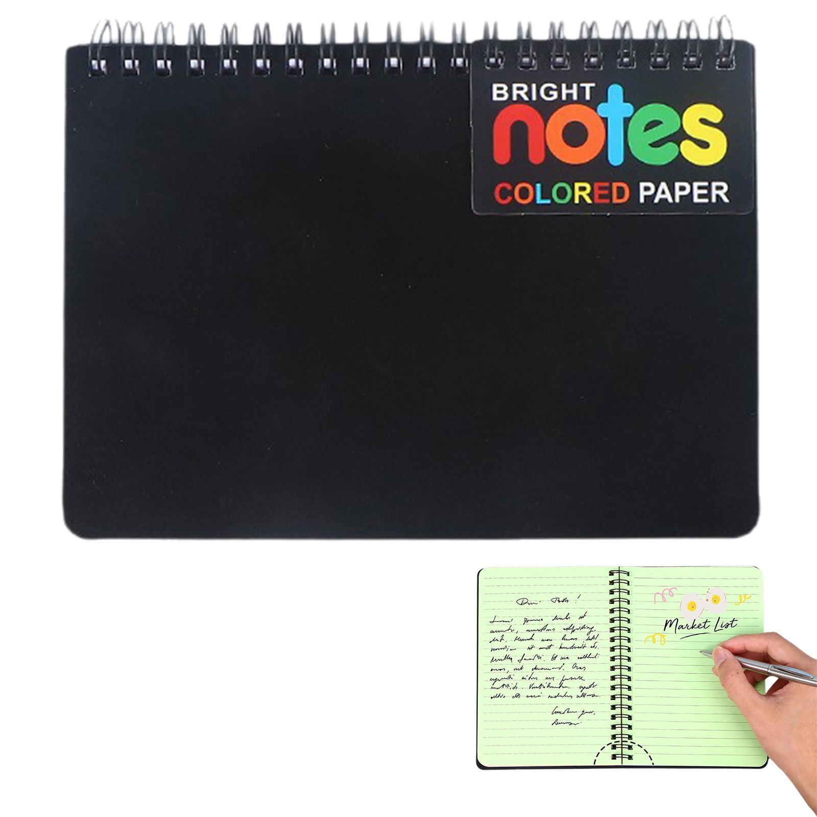 JWDX Hot Clearance! Notebooks Wirebound College Ruled Note Books Colored Lined Paper Perforated Notepad Memo Books Poly Cover Journaling Notebook 100 Sheets, 1 Notebook Notebook 100 Sheets Black - Image 4