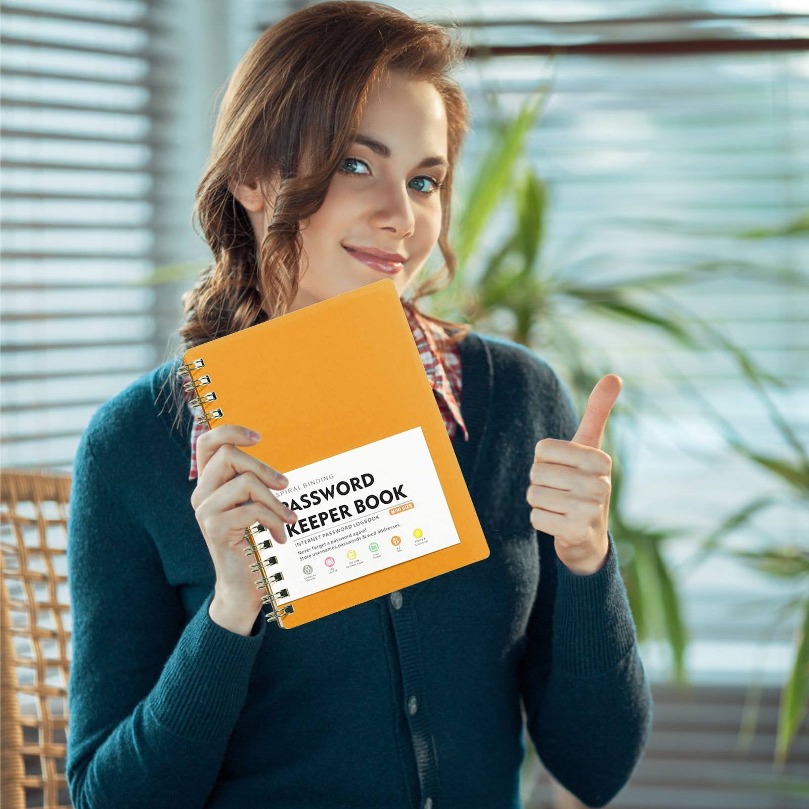 JWDX Hot Clearance! Password Book Password Book with Personal Alphabet Label Internet Address and Password Headquarters Password Log, A Spiral Code Book Spiral code book Orange - Image 4
