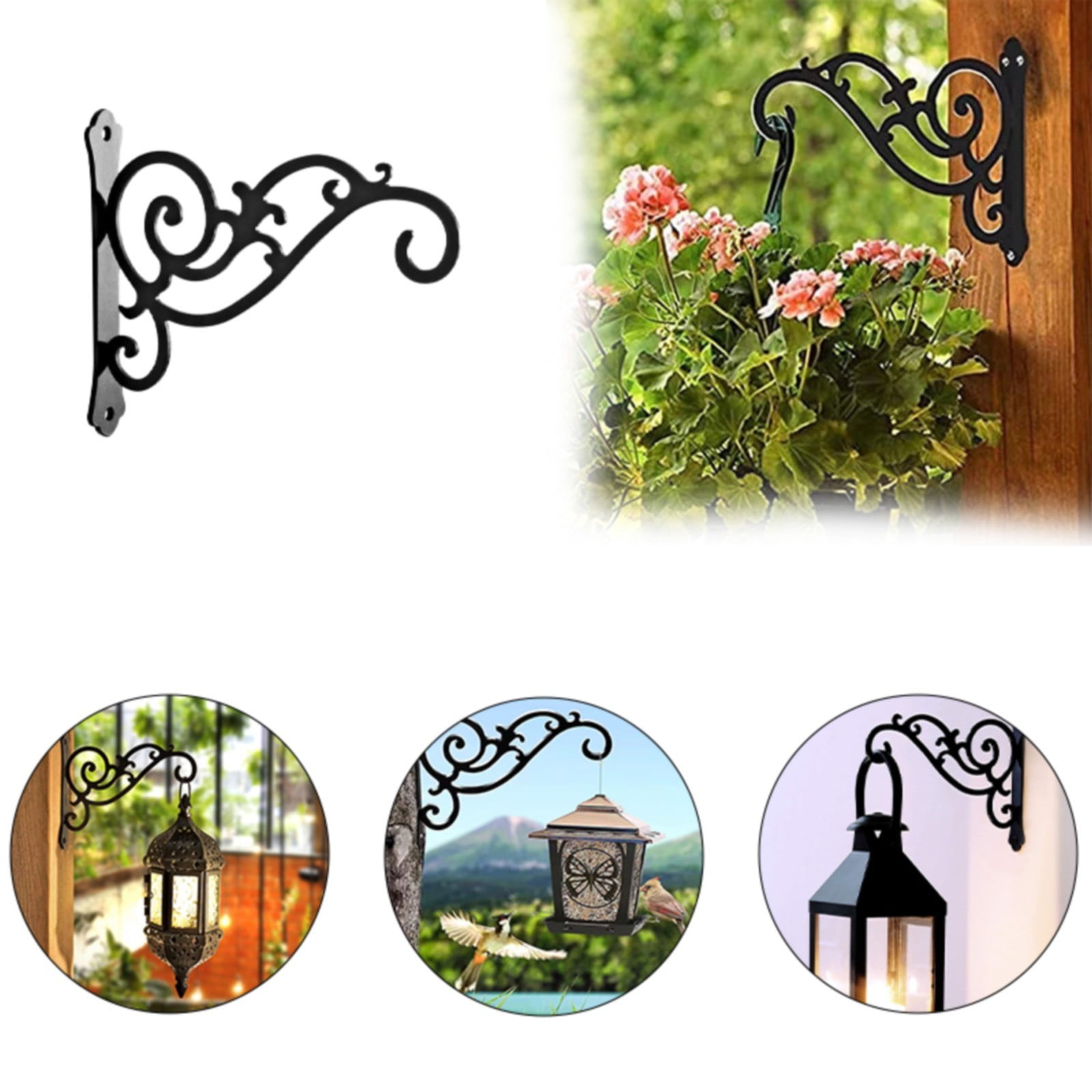 JWDX Hot Clearance Hanging Plant Bracket Wall Wrought Hook Hanging Plant Bracket Outdoor Flowerpot Hook Decorative Flower Rack Flower Rack Living Room Flower Rack Balcony Green Radish Finishing Balcony green flower stand Black - Image 2