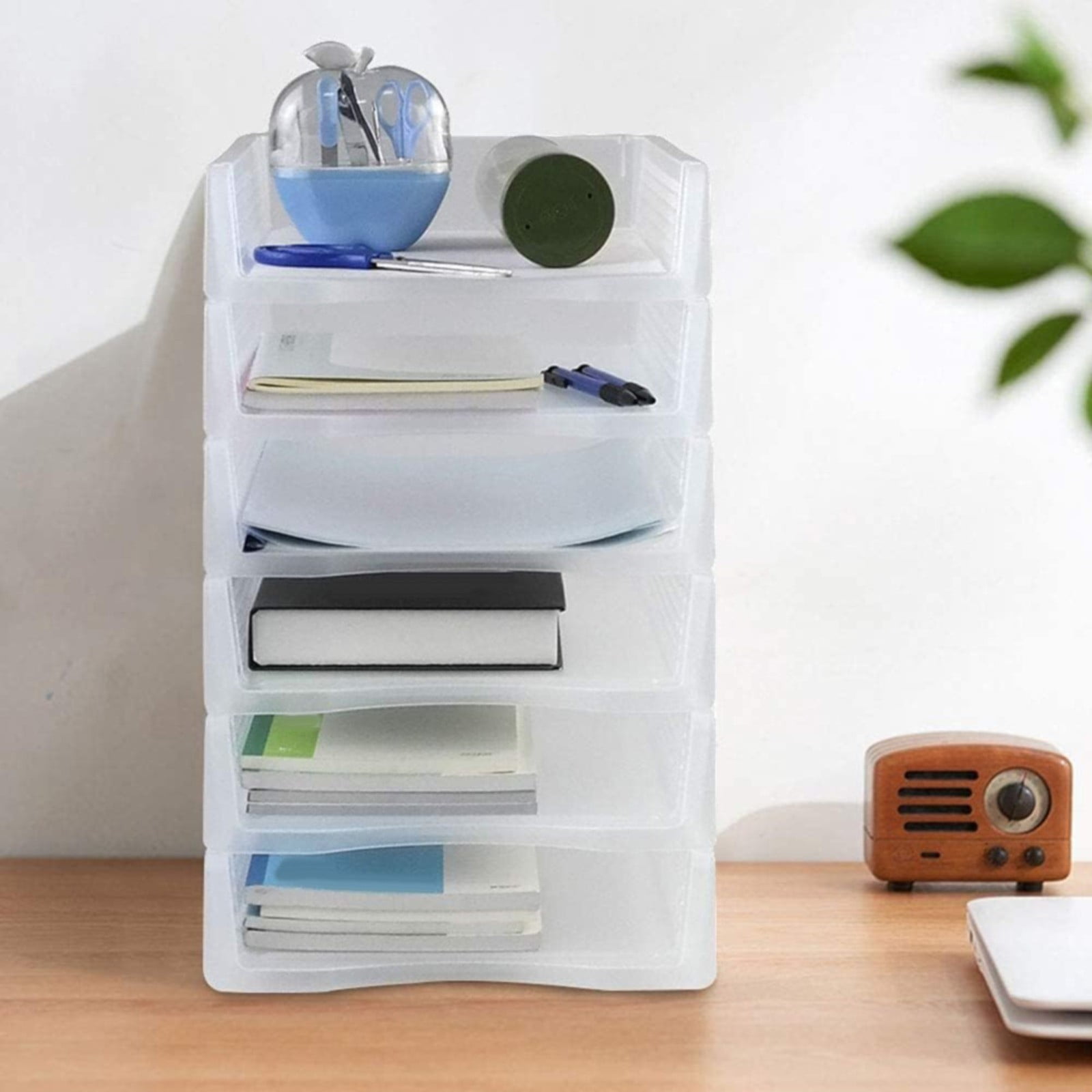JWDX Hot Clearance! File Box Desktop Document Organizer Stackable Laminated Plastic Papers Rack Storage Tray for Home, 1 Stackable File Storage Rack Vertical Model One Size Grey - Image 4