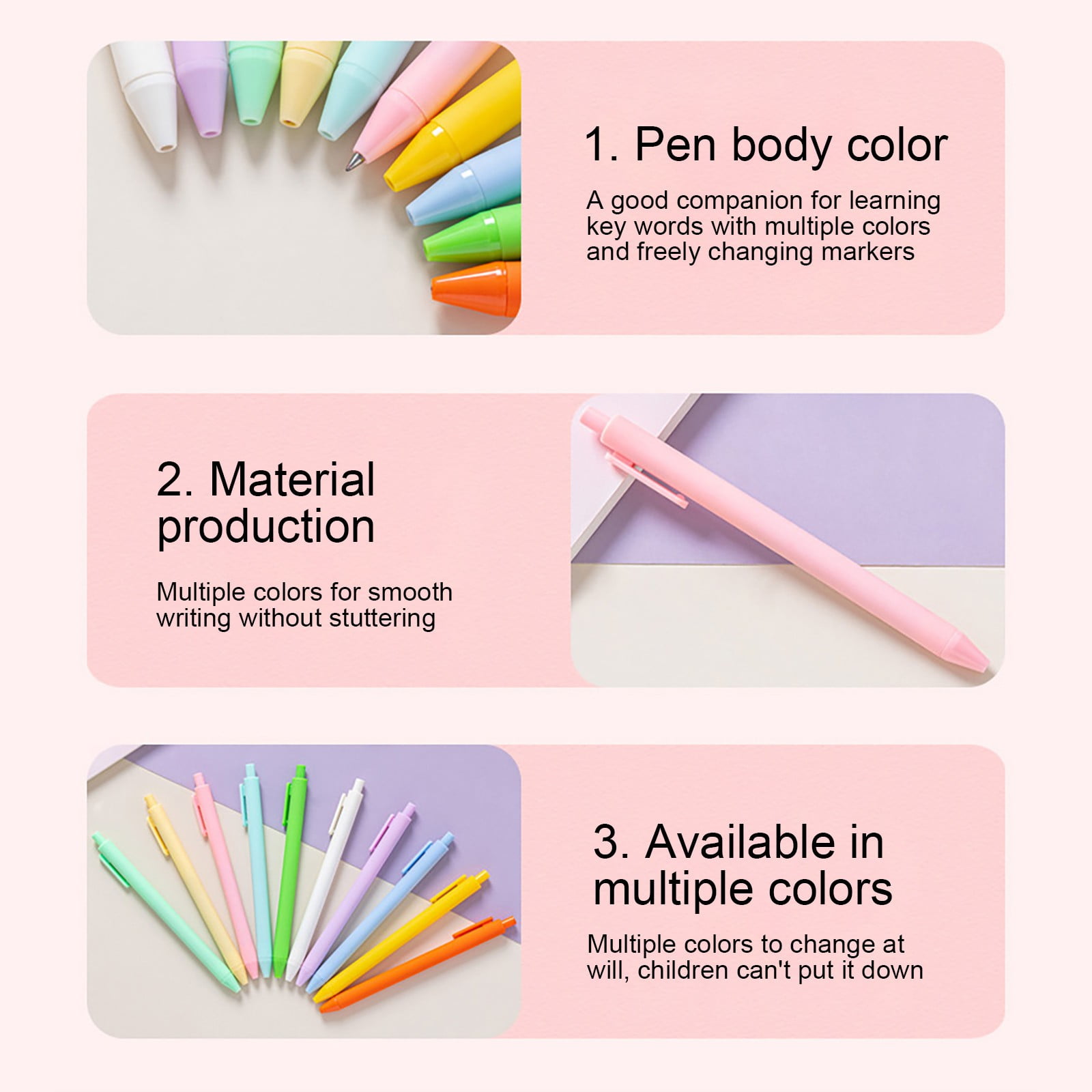 JWDX Hot Clearance! Ballpoint Pens Retractable Comfortable Writing Pens Cute Back to Schǒ-ǒl in Medium Point 1.0 Mm for Teacher stǔdənt Bridal Shower 5Ml, 1 Ballpoint Pen Pink Push ballpoint pen White - Image 8