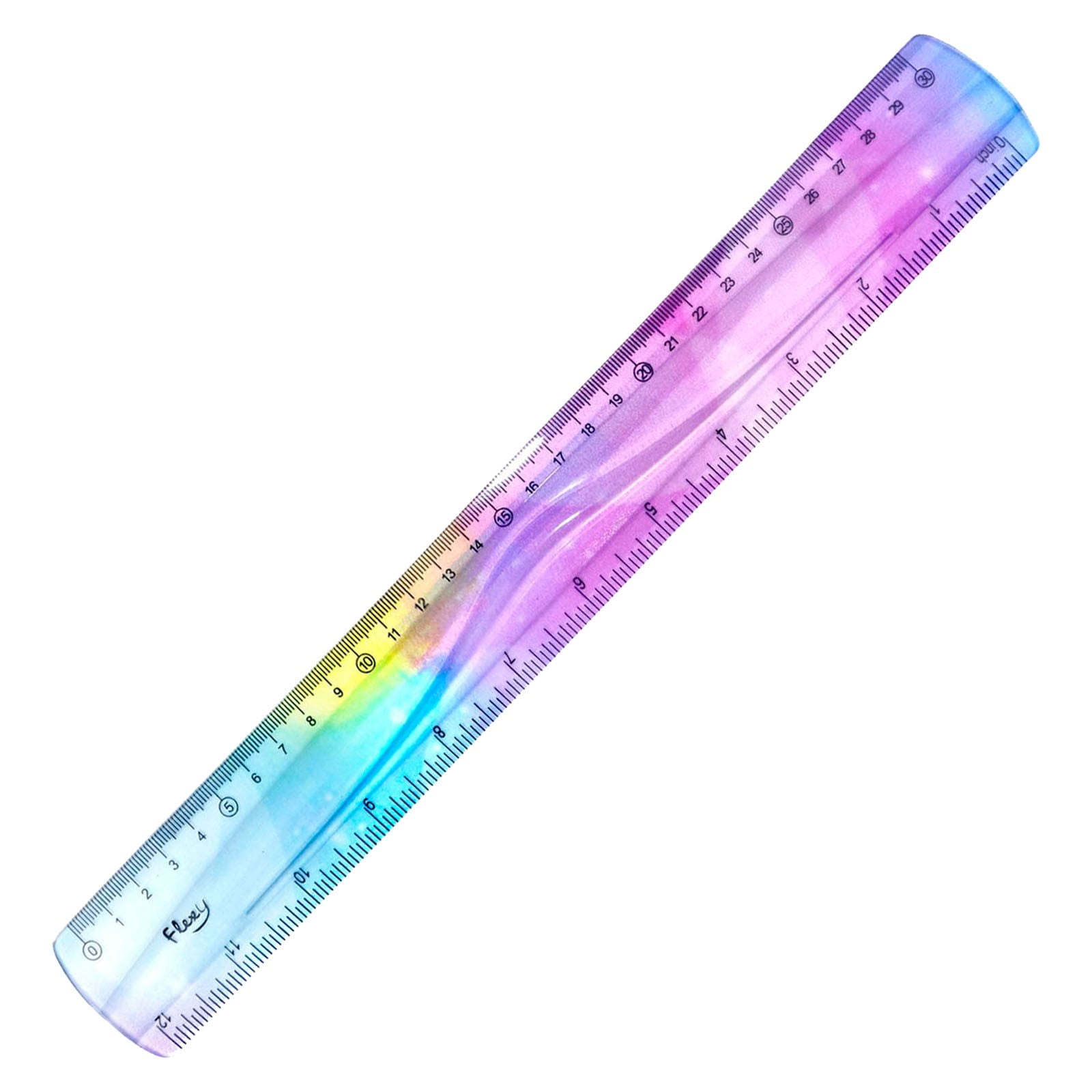 JWDX Hot Clearance! 12 Inch Flexible Ruler Bendable Plastic Ruler Soft Bendable Gradient Colour Rulers with Centimeters and Inches for stǔdənt Schǒ-ǒl Classroom, 1 30Cm Colorful Flexible Ruler Colorful flexible ruler Light blue - Image 1