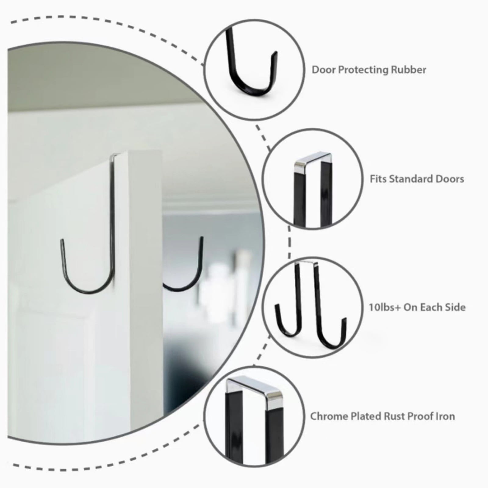 JWDX Hot Clearance! Double Over the Door Wreath Hanger Large Christmas Wreath Hook for Front Door Hold 2 Wreaths with This 2 Hanger 5, Hook*1 Plastic door rear hook without nails White - Image 5