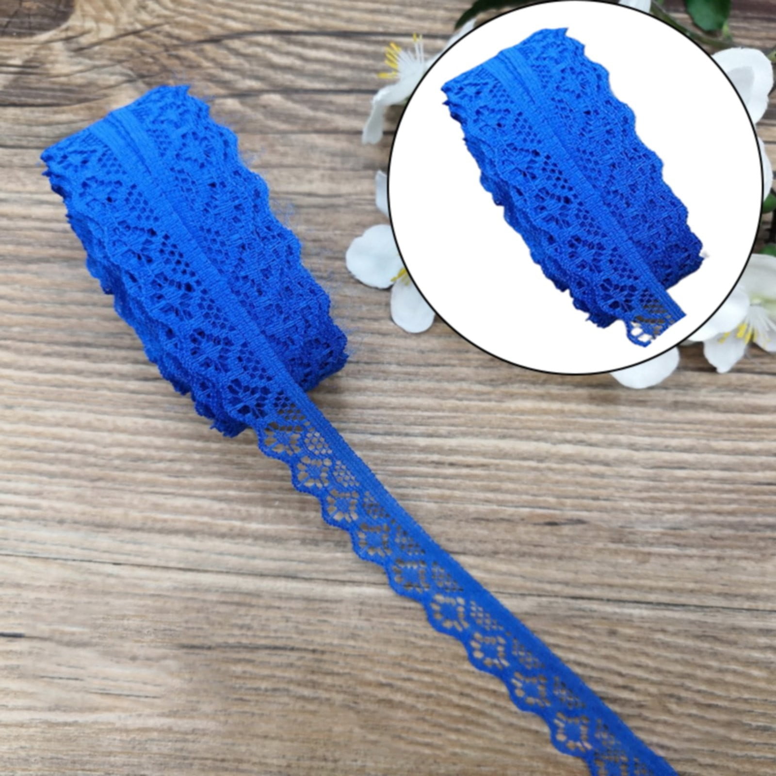 LGCASL 10 Yards Lace Ribbon 15mm Wide Trim Diy Fabric Decorative Sewing Rope Lace Cloth Strips Earrings Clothing Decoration Diy Handmade Hair Accessories Hairbands, 1 Roll of Lace Ribbon Lace Ribbon Blue - Image 2