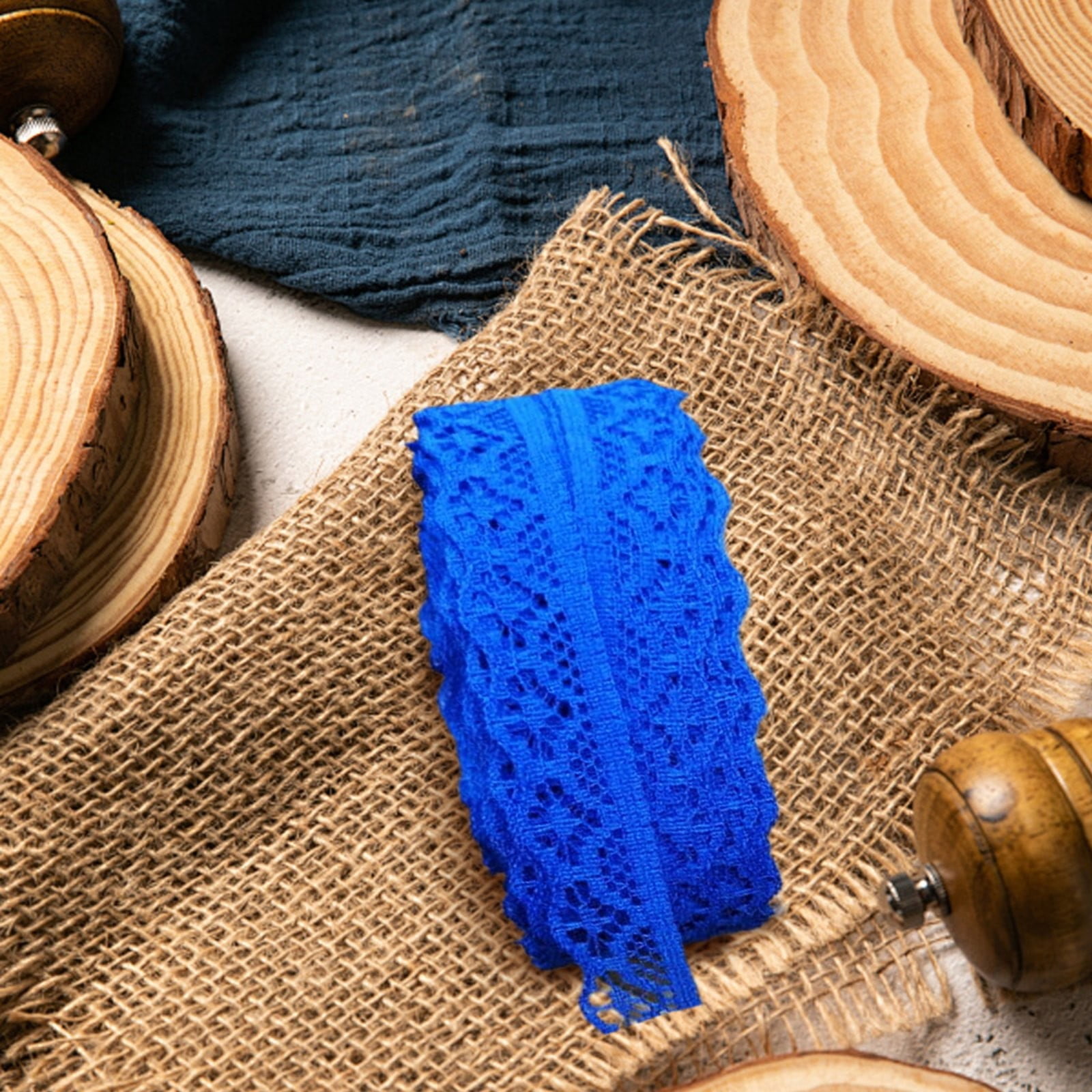 LGCASL 10 Yards Lace Ribbon 15mm Wide Trim Diy Fabric Decorative Sewing Rope Lace Cloth Strips Earrings Clothing Decoration Diy Handmade Hair Accessories Hairbands, 1 Roll of Lace Ribbon Lace Ribbon Blue - Image 4