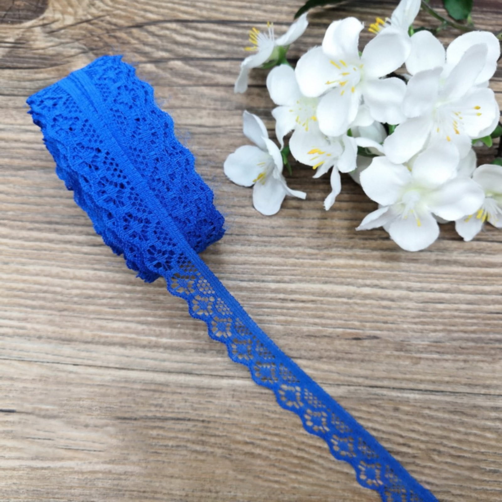 LGCASL 10 Yards Lace Ribbon 15mm Wide Trim Diy Fabric Decorative Sewing Rope Lace Cloth Strips Earrings Clothing Decoration Diy Handmade Hair Accessories Hairbands, 1 Roll of Lace Ribbon Lace Ribbon Blue - Image 6