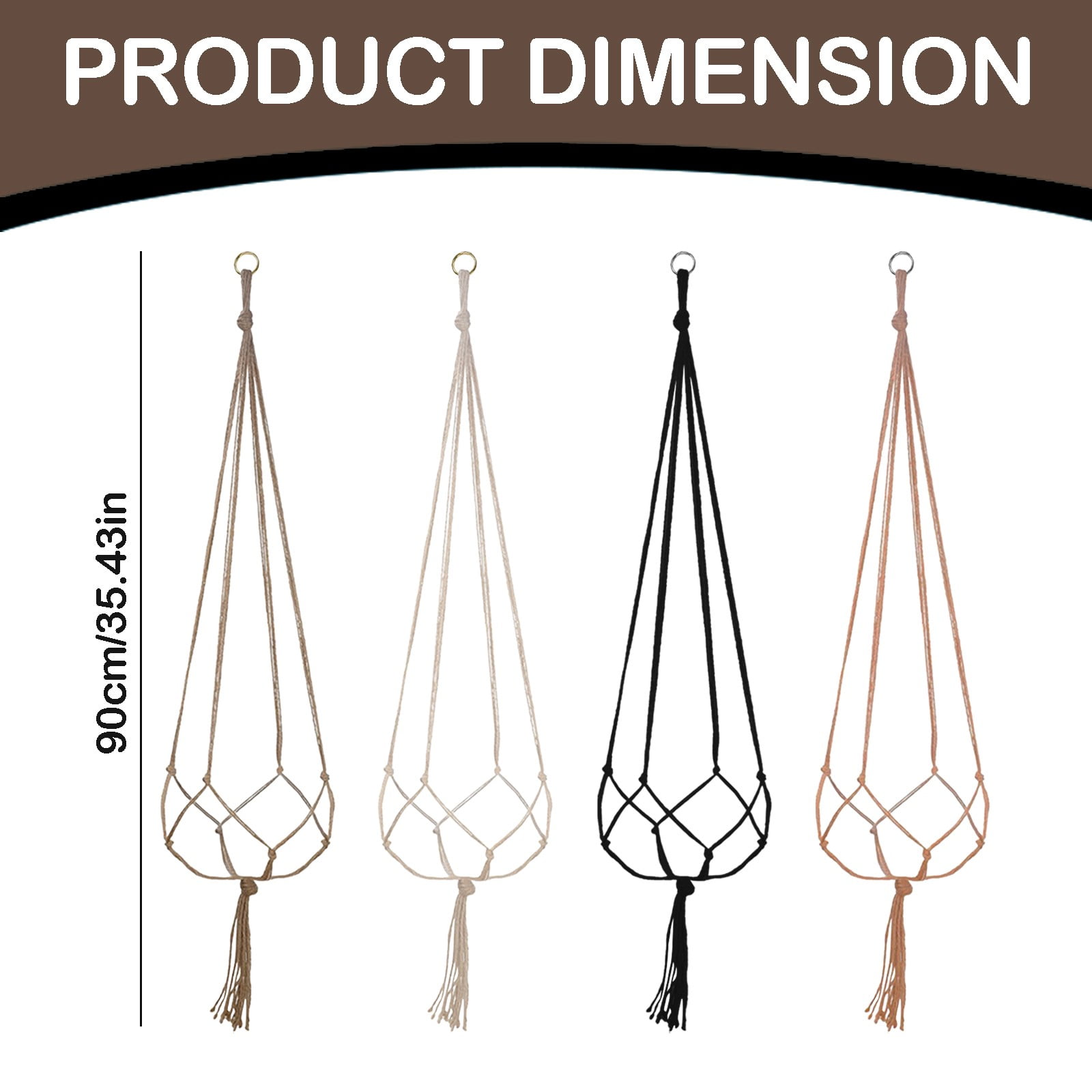 LGCASL Plant Hanger Flower Pot Plant Holder for Indoor Outdoor Decorations,Indoor Hanging Planter Holder, Hanging Baskets for Plant, 1X Hanging Basket Net Bag Plant Hangers Brown - Image 3