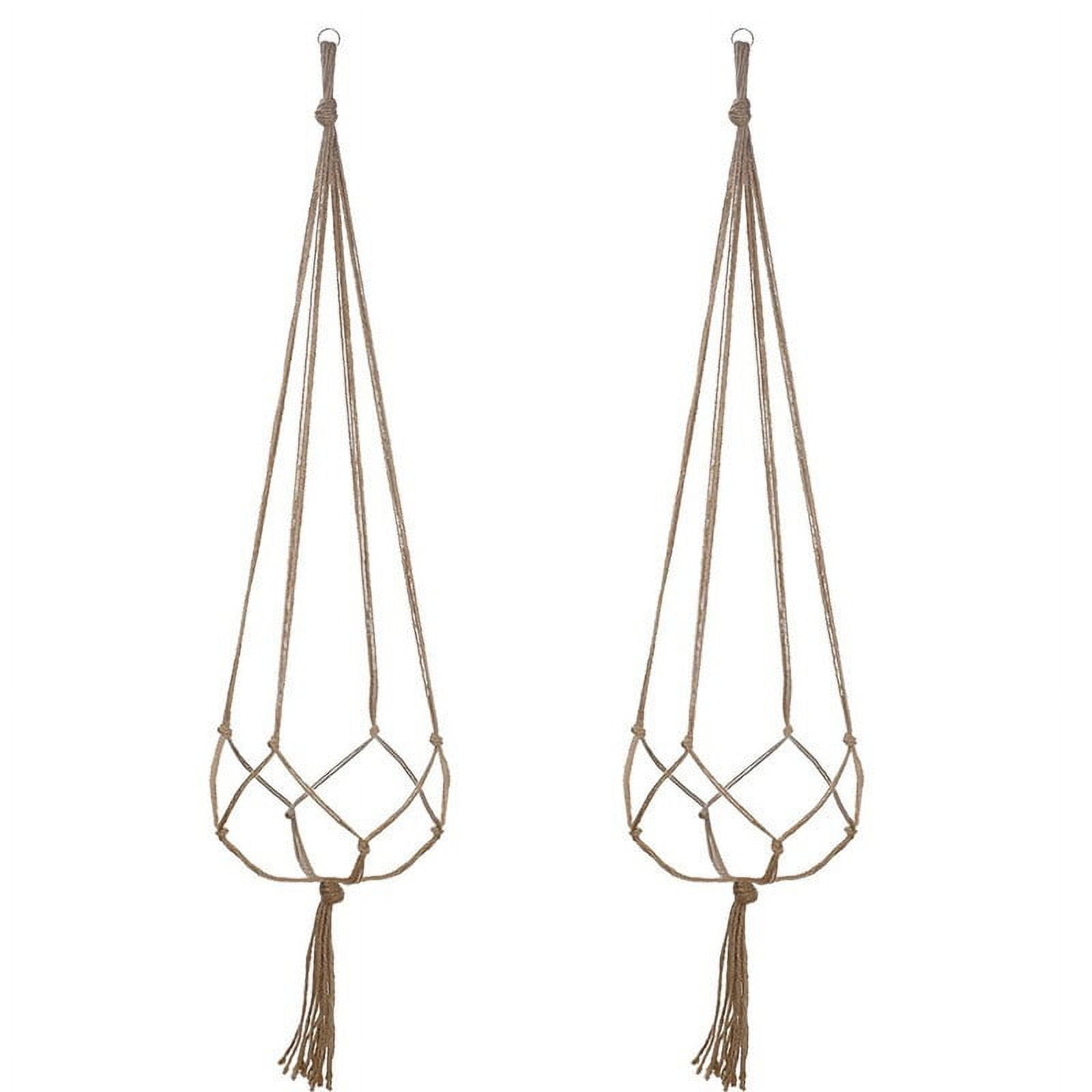 LGCASL Plant Hanger Flower Pot Plant Holder for Indoor Outdoor Decorations,Indoor Hanging Planter Holder, Hanging Baskets for Plant, 1X Hanging Basket Net Bag Brown Plant Hangers White - Image 6