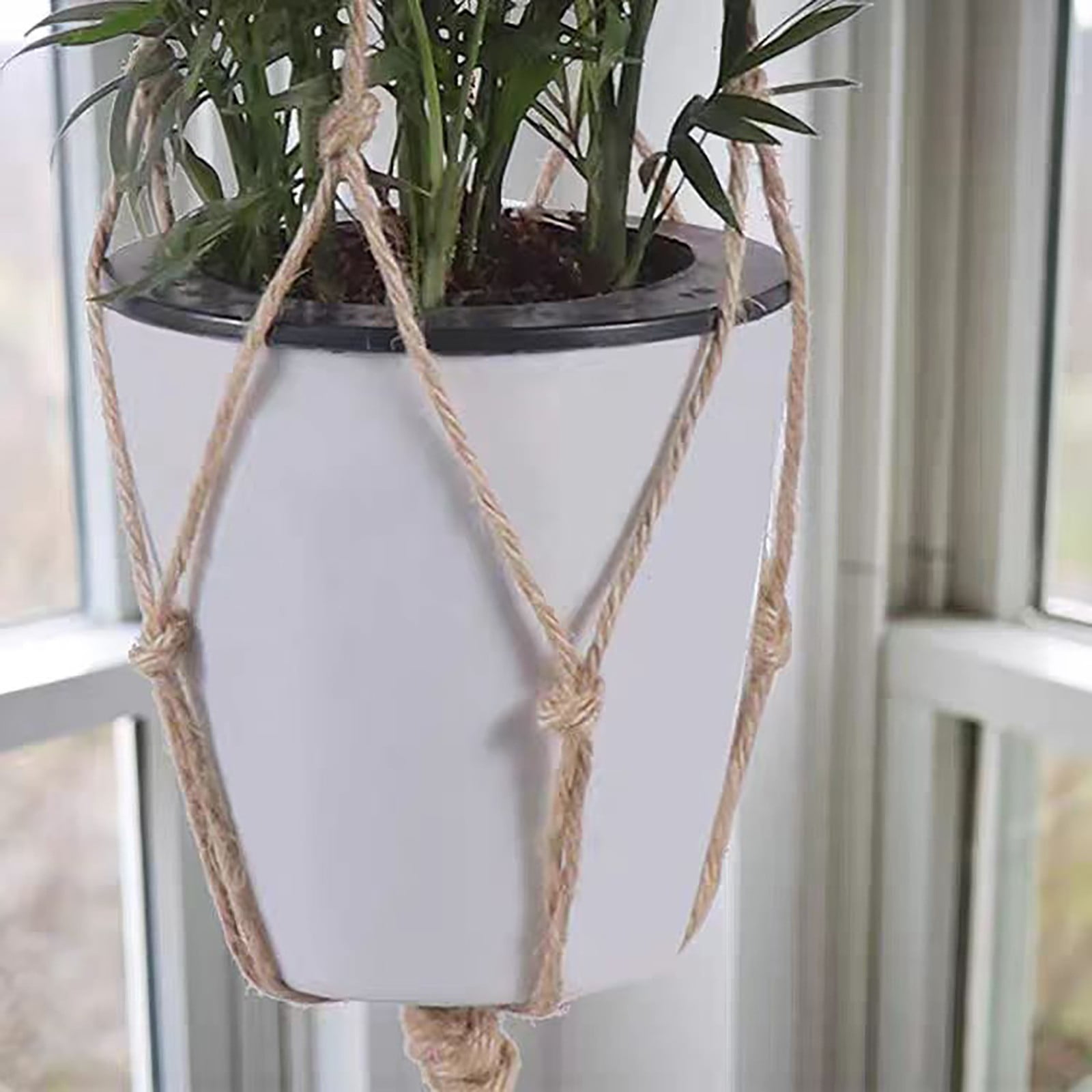 LGCASL Plant Hanger Flower Pot Plant Holder for Indoor Outdoor Decorations,Indoor Hanging Planter Holder, Hanging Baskets for Plant, 1X Hanging Basket Net Bag Brown Plant Hangers White - Image 8