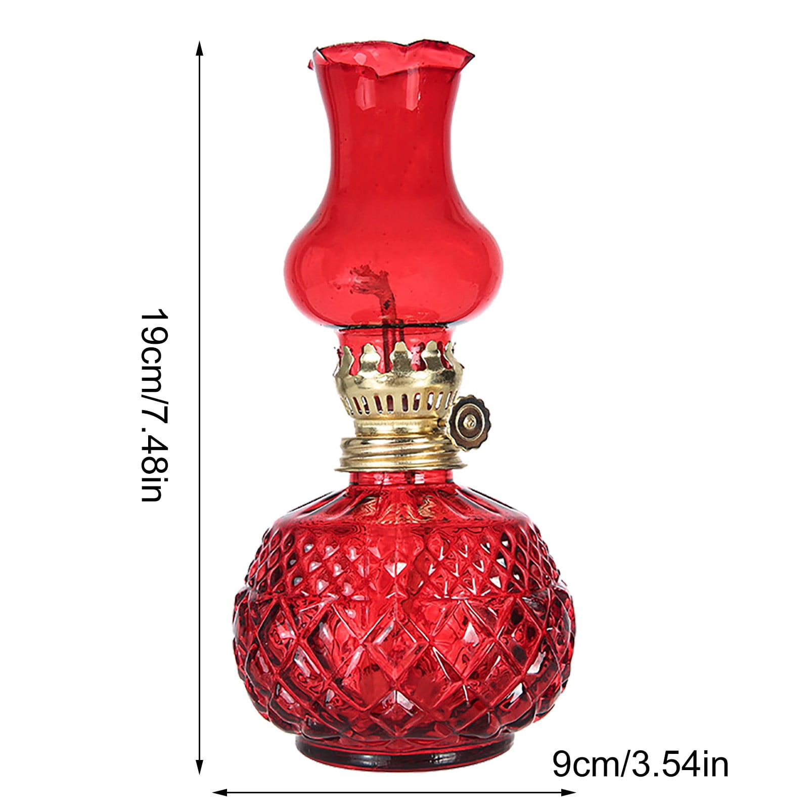 LGCASL Glass Kerosene Indoor Retro Classic Burning Lights Oil Lamp for Home Bedroom Table Decorations Emergency Use, 1*Glass Lamp Glazed Lamp, Clear One Size Glazed lamp, red - Image 2