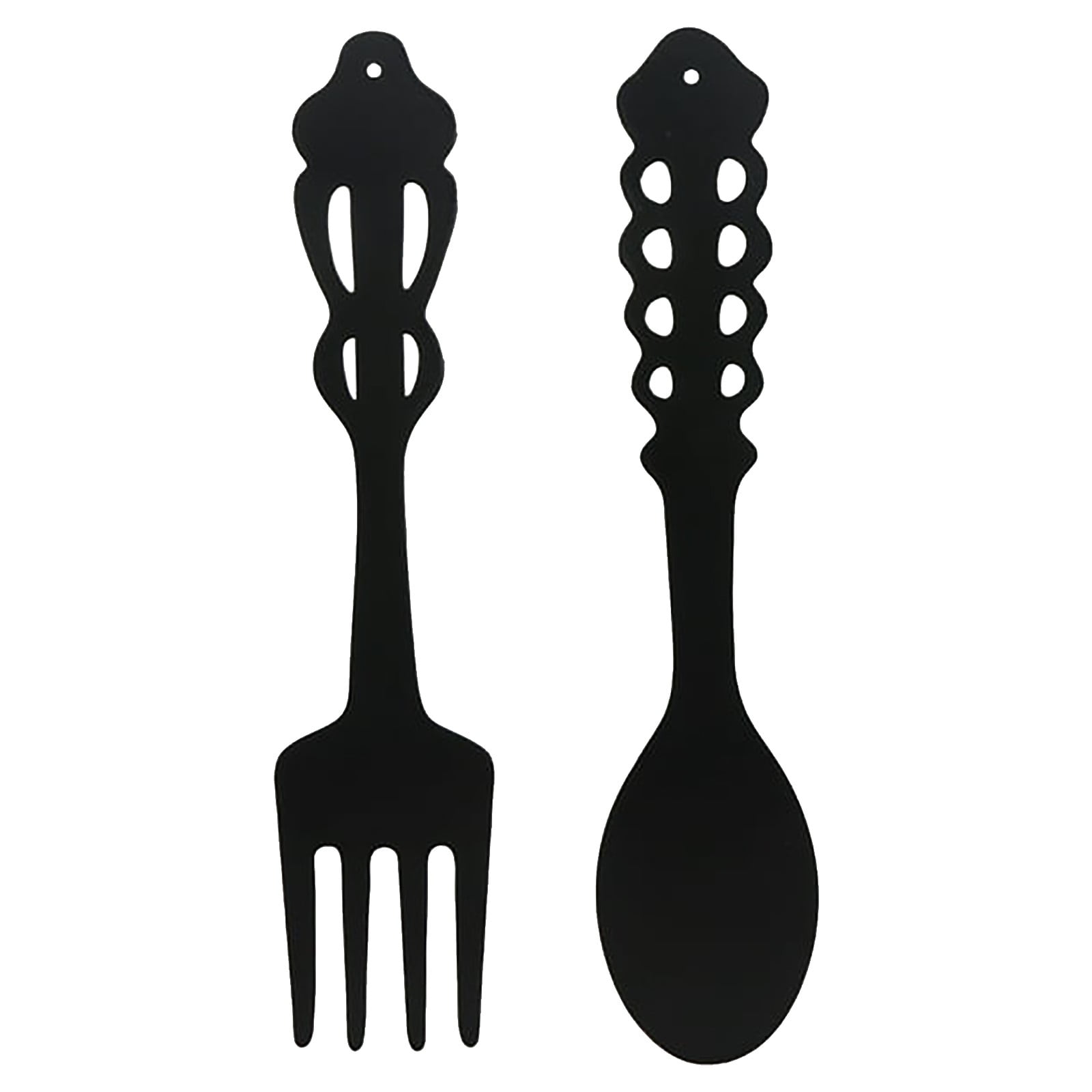 LGCASL Metal Fork Spoon Wall Decor Hanging Sculpture Farmhouse Wall Decor for Kitchen, Two-Piece Wall Sticker Set Wrought iron wall decoration Black - Image 1