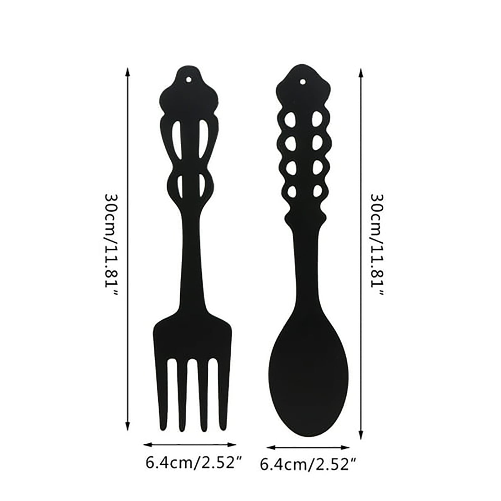 LGCASL Metal Fork Spoon Wall Decor Hanging Sculpture Farmhouse Wall Decor for Kitchen, Two-Piece Wall Sticker Set Wrought iron wall decoration Black - Image 3