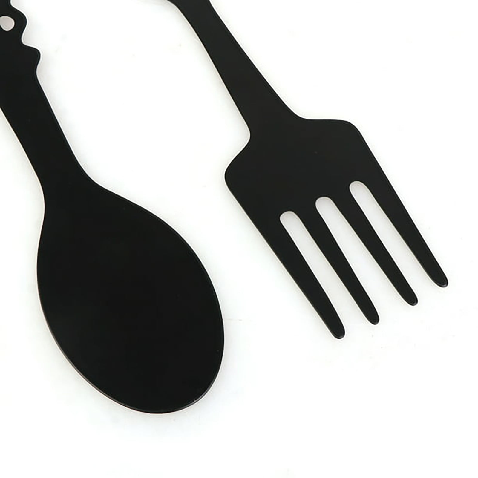LGCASL Metal Fork Spoon Wall Decor Hanging Sculpture Farmhouse Wall Decor for Kitchen, Two-Piece Wall Sticker Set Wrought iron wall decoration Black - Image 5