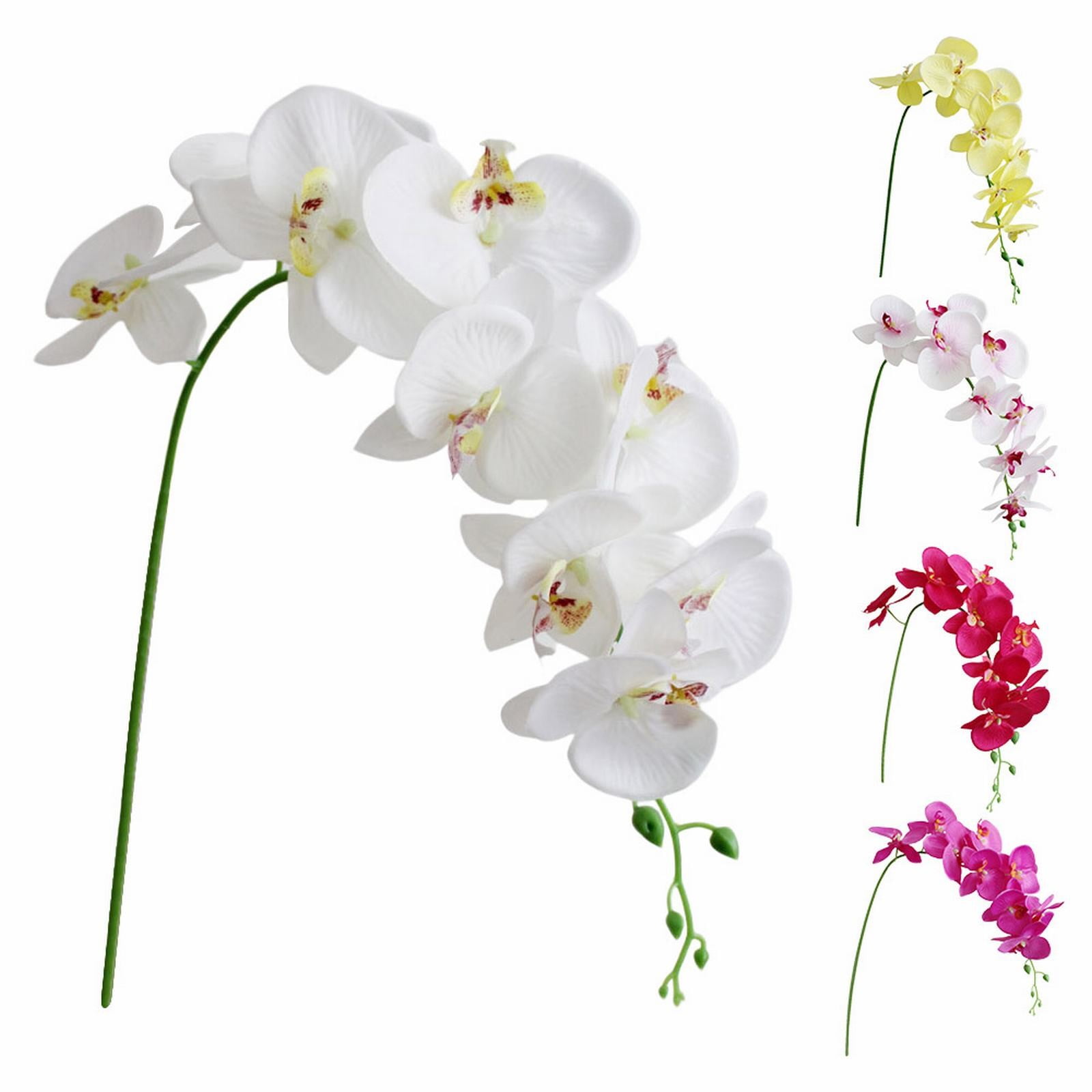 LGCASL Flowers Faux Butterfly Orchid 1 Pc Real Double Branch Silk Flowers for Wedding Home Office Party Hotel Yard Decoration Restaurant Patio Festive Furnishing, 1 Artificial Flower artificial flowers White - Image 2