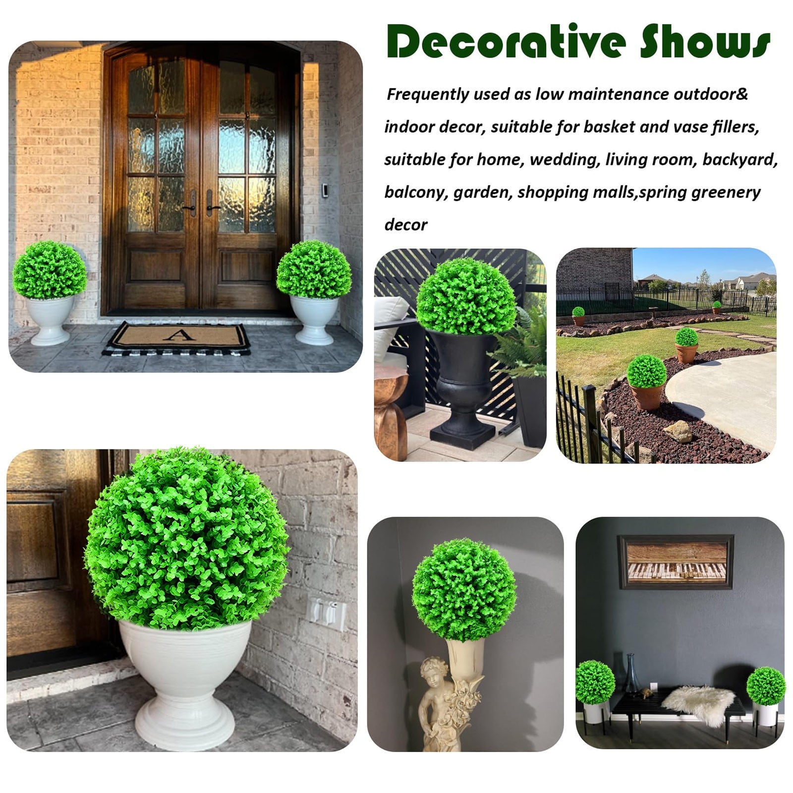 LGCASL Simulation Artificial Plant Topiary Faux Decorative for Garden Backyard Balcony and Home Décor, Pine Needle Grass Ball*1 W (Outer Diameter 13cm) Simulation plant grass ball pine needles AA (Outer diameter 36cm) - Image 7