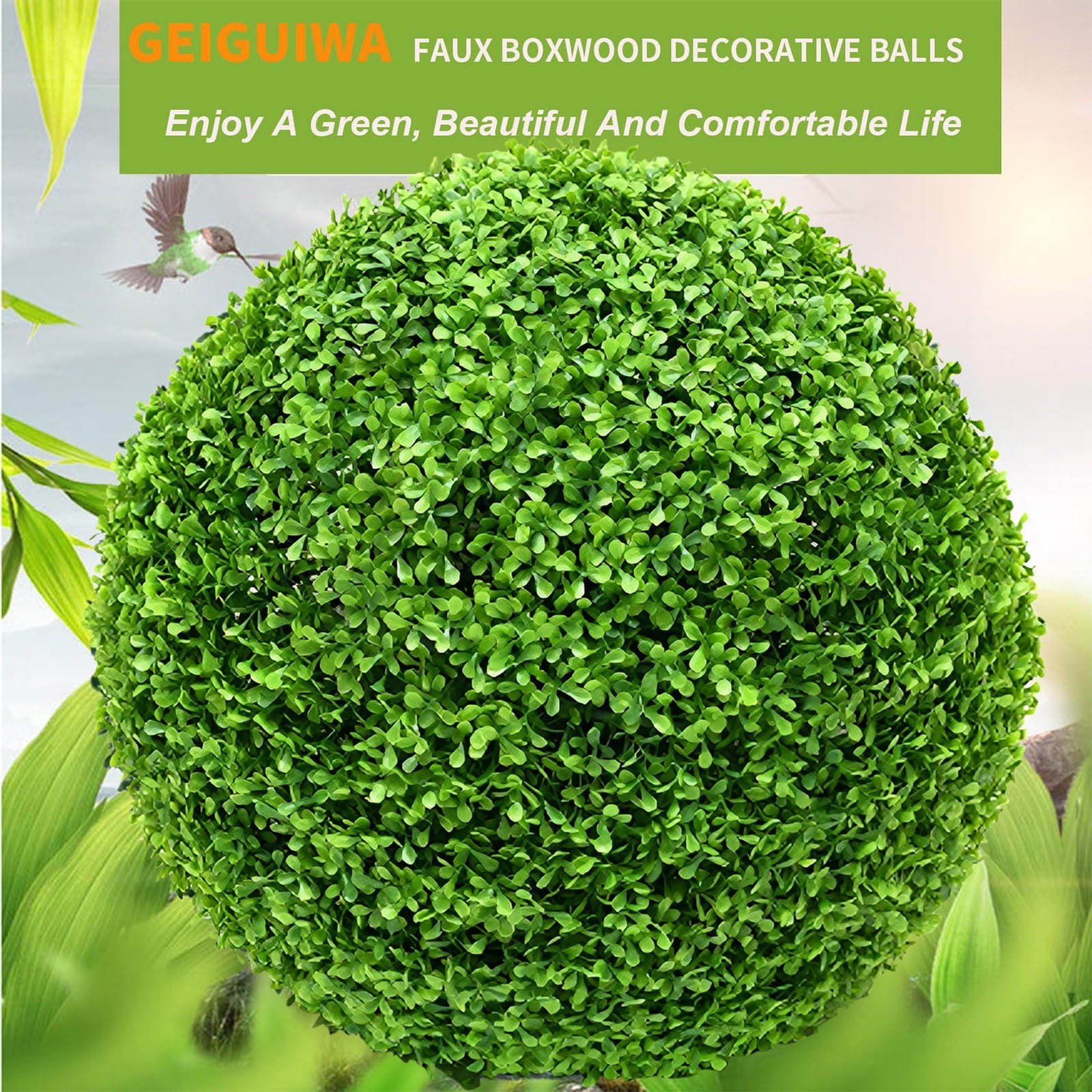 LGCASL Simulation Artificial Plant Topiary Faux Decorative for Garden Backyard Balcony and Home Décor, Pine Needle Grass Ball*1 W (Outer Diameter 13cm) Simulation plant grass ball pine needles AB (Outer diameter 48cm) - Image 8