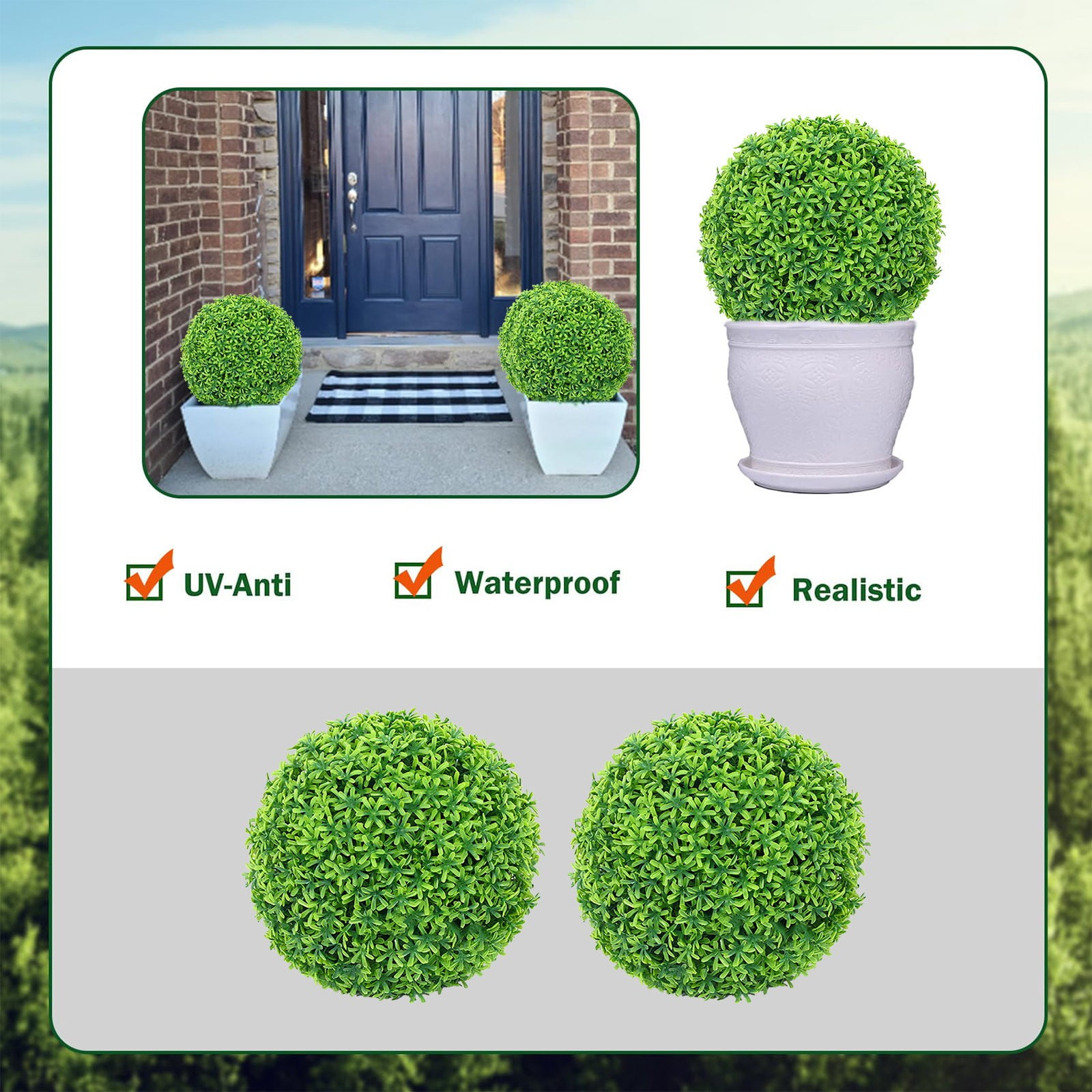 LGCASL Simulation Artificial Plant Topiary Faux Decorative for Garden Backyard Balcony and Home Décor, Pine Needle Grass Ball*1 W (Outer Diameter 13cm) Simulation plant grass ball pine needles W (Outer diameter 13cm) - Image 5