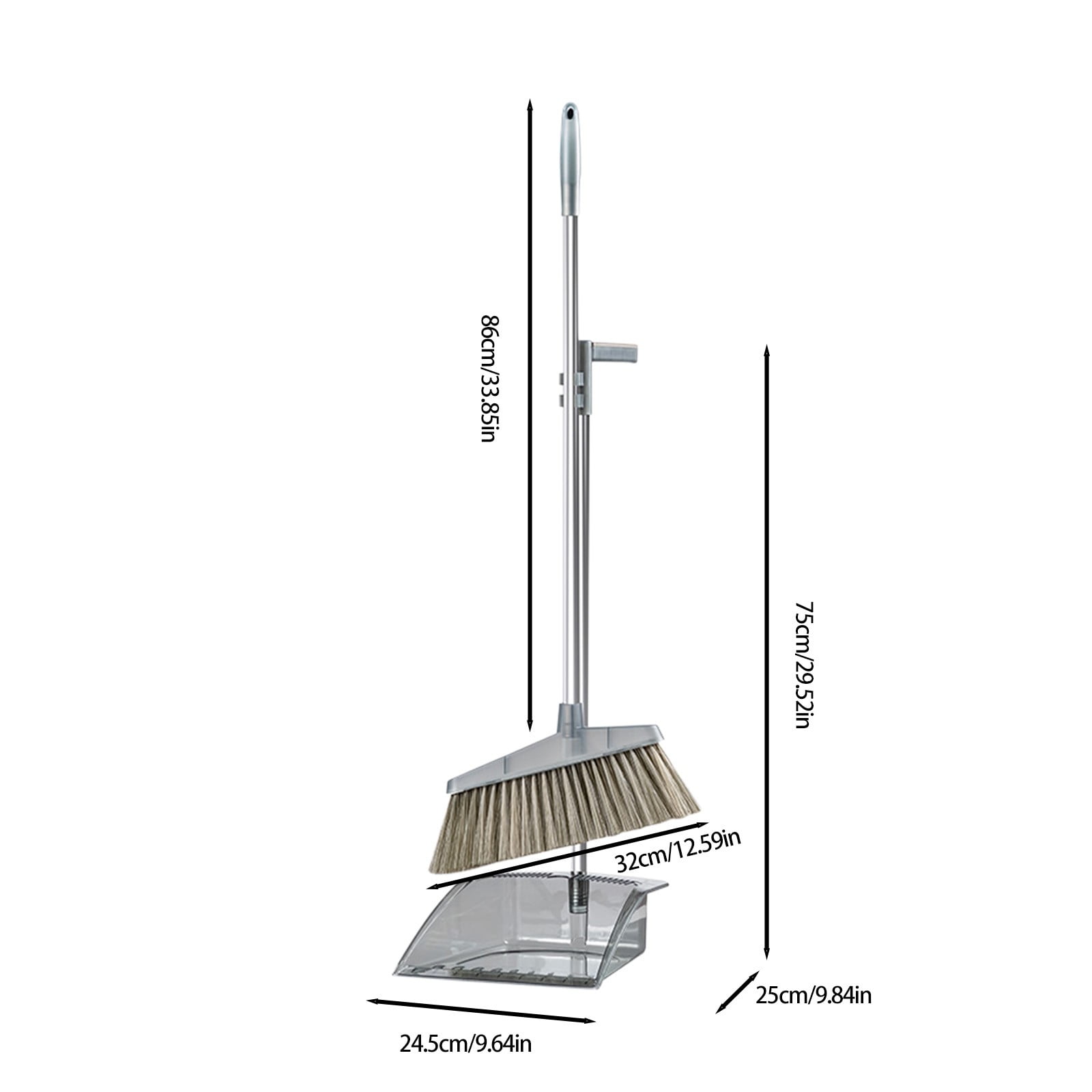 Grrvtrz Broomstick and Dustpan Set Long Adjustable Handle and Dustpan Combo for Sweeping Pet Hair From Home Office Kitchen Hall Floors Indoor and Outdoor Cleaning,Sweeping,Cleaning Supplies 12.2*11.42*3.74 Gray - Image 3